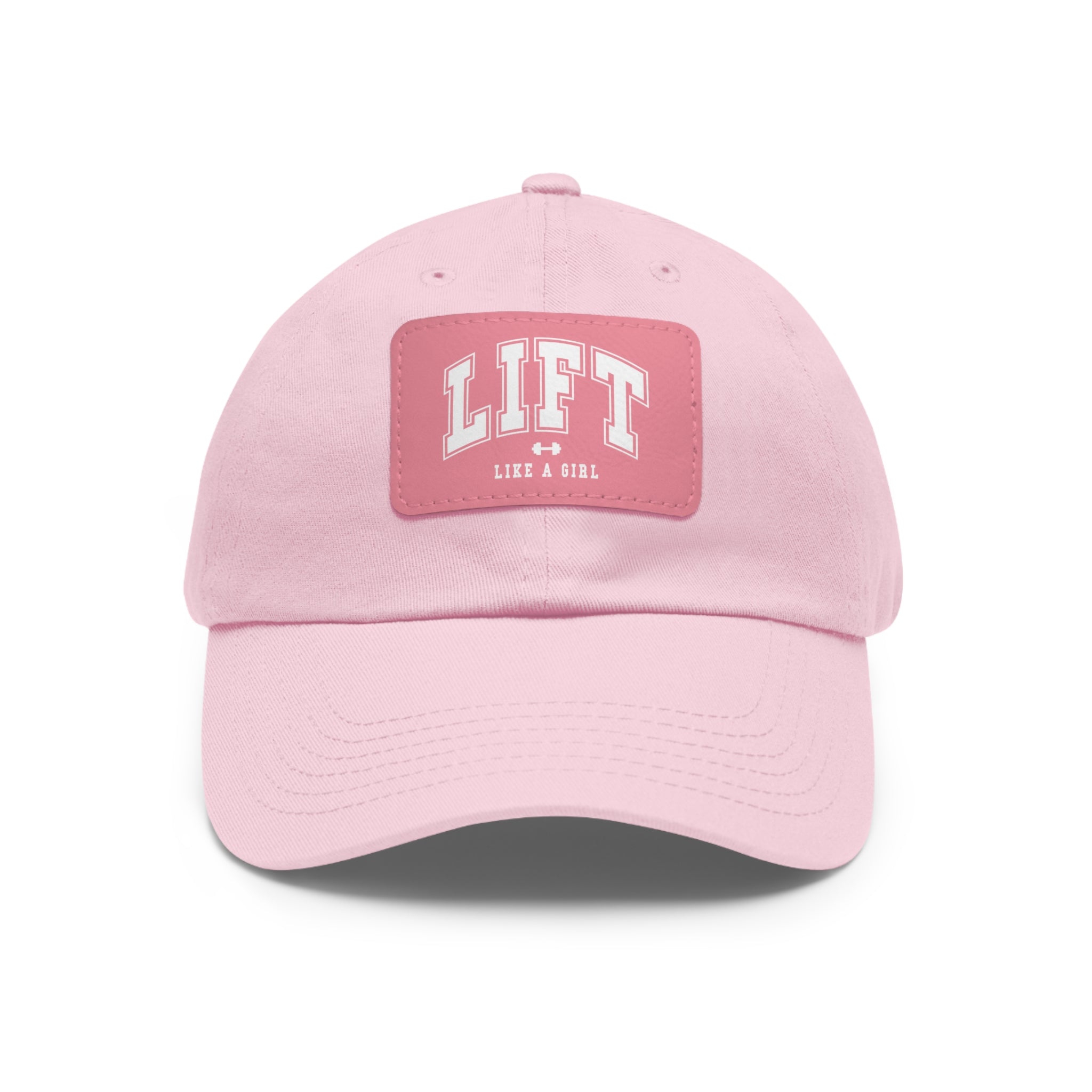 Lift Like A Girl - Dad Hat with Leather Patch (Rectangle) - White Font
