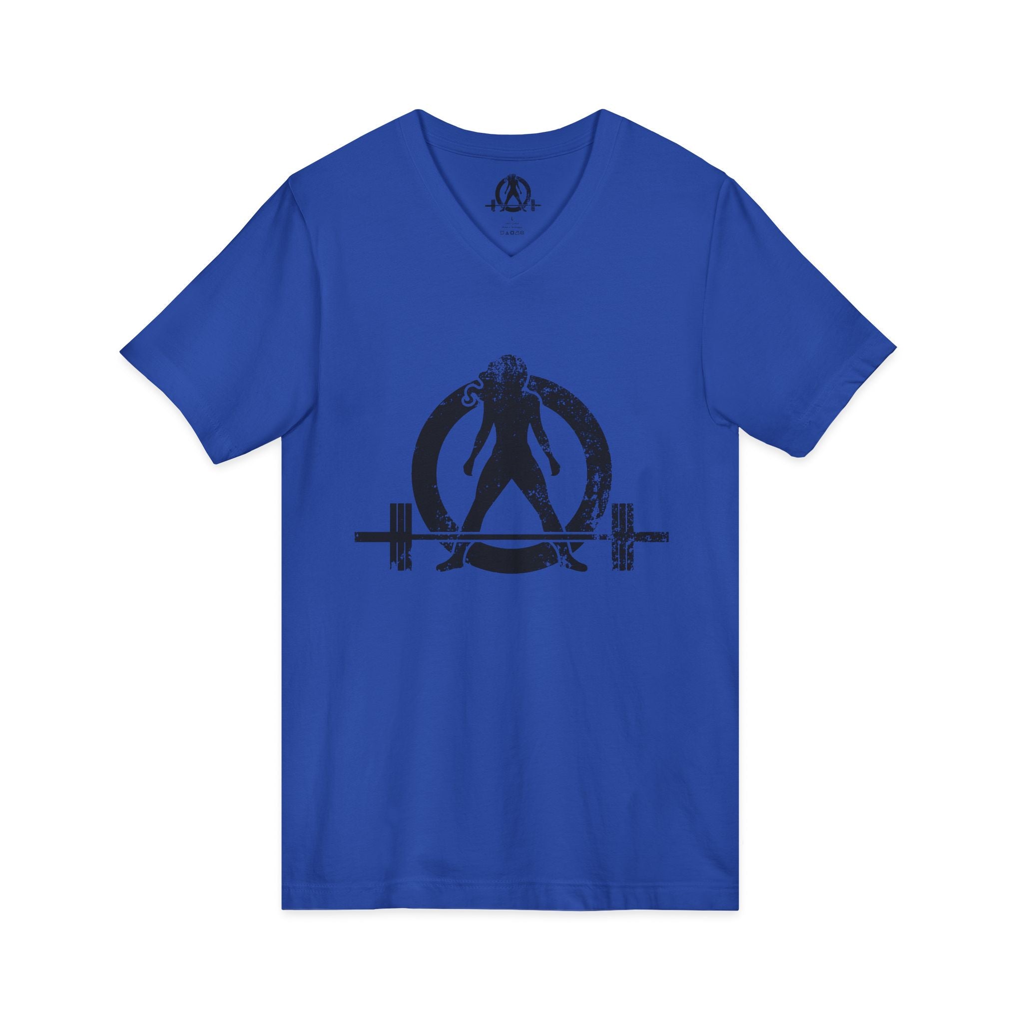 Strong Is Beautiful - Distressed Black Logo - Unisex Jersey Short Sleeve V-Neck Tee