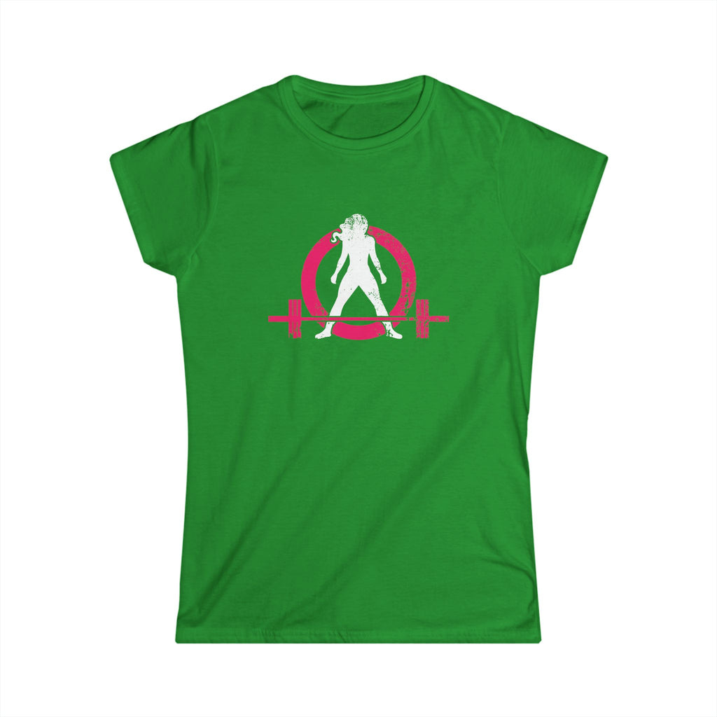 Women's Softstyle Tee - Distressed Inverted Color Logo Front - Plain Back