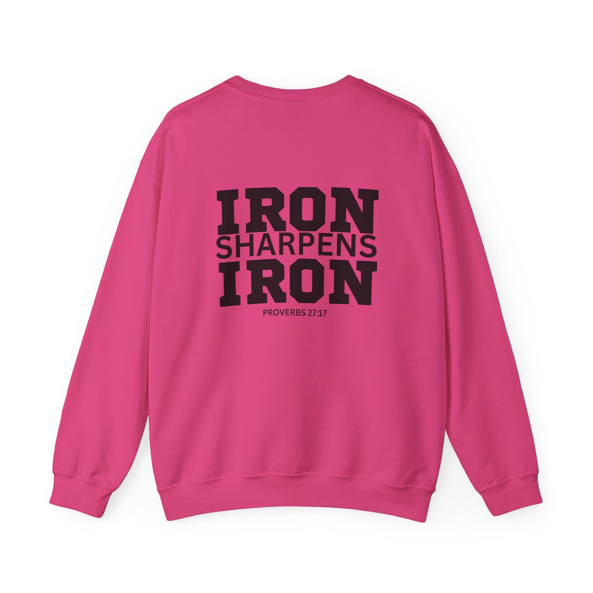 Iron Sharpens Iron - Unisex Heavy Blend™ Crewneck Sweatshirt - Front Black Logo - Front & Back Print