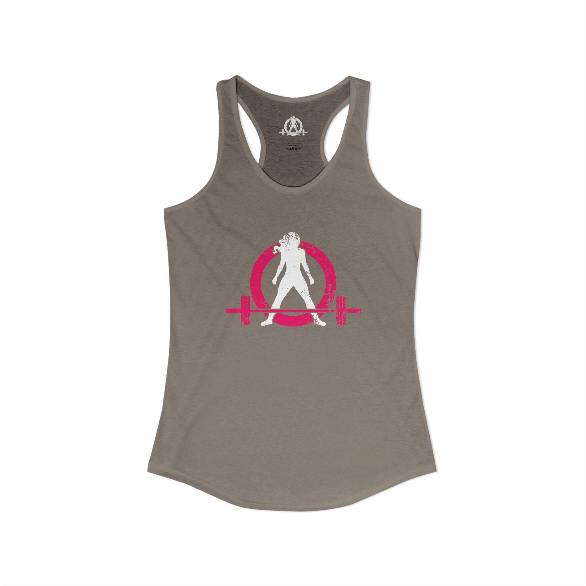 Women's Ideal Racerback Tank - Distressed  Color Distressed Logo Front & Plain Back