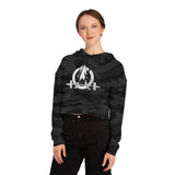 Women’s Cropped Hooded Sweatshirt - White Distressed Logo