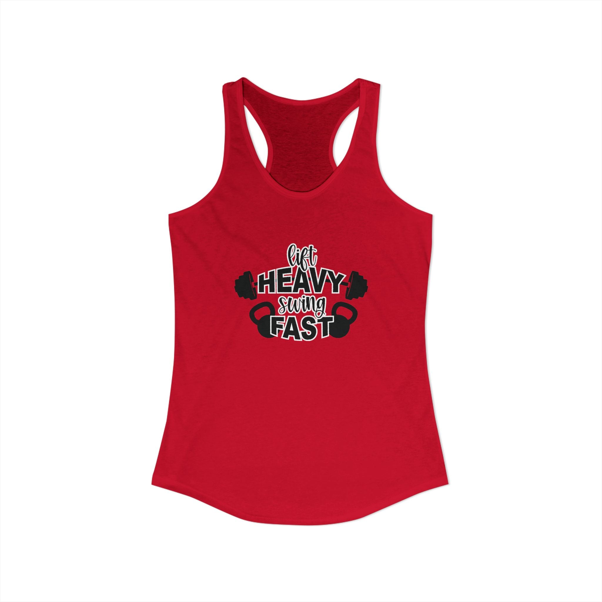 Lift Heavy Swing Fast - Women's Ideal Racerback Tank - Black Logo Front & Back