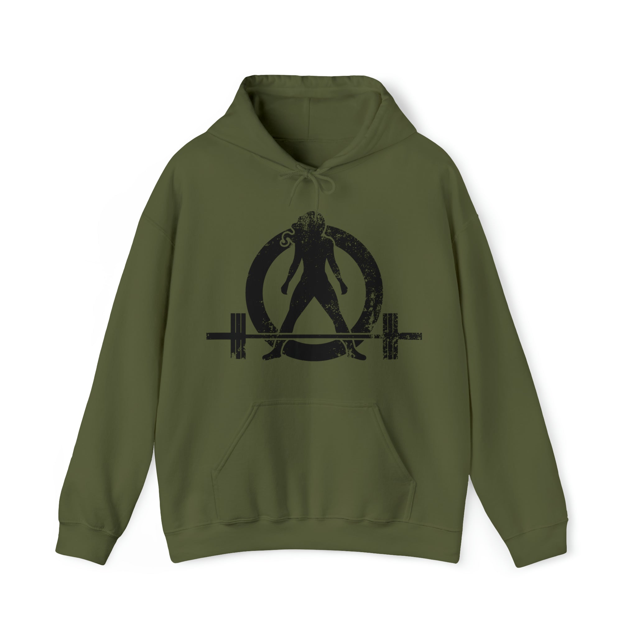 Distressed Black Logo - Plain Back - Unisex Heavy Blend Hooded Sweatshirt