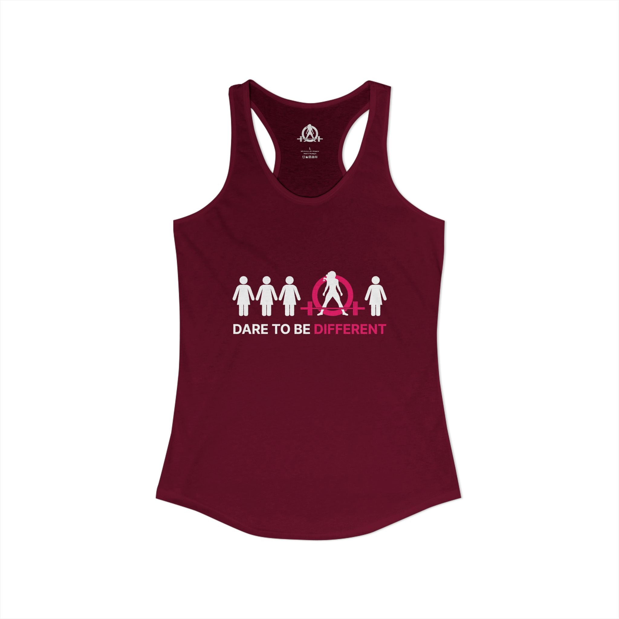 Dare To Be Different - Deadlift - Women's Ideal Racerback Tank - Front Logo