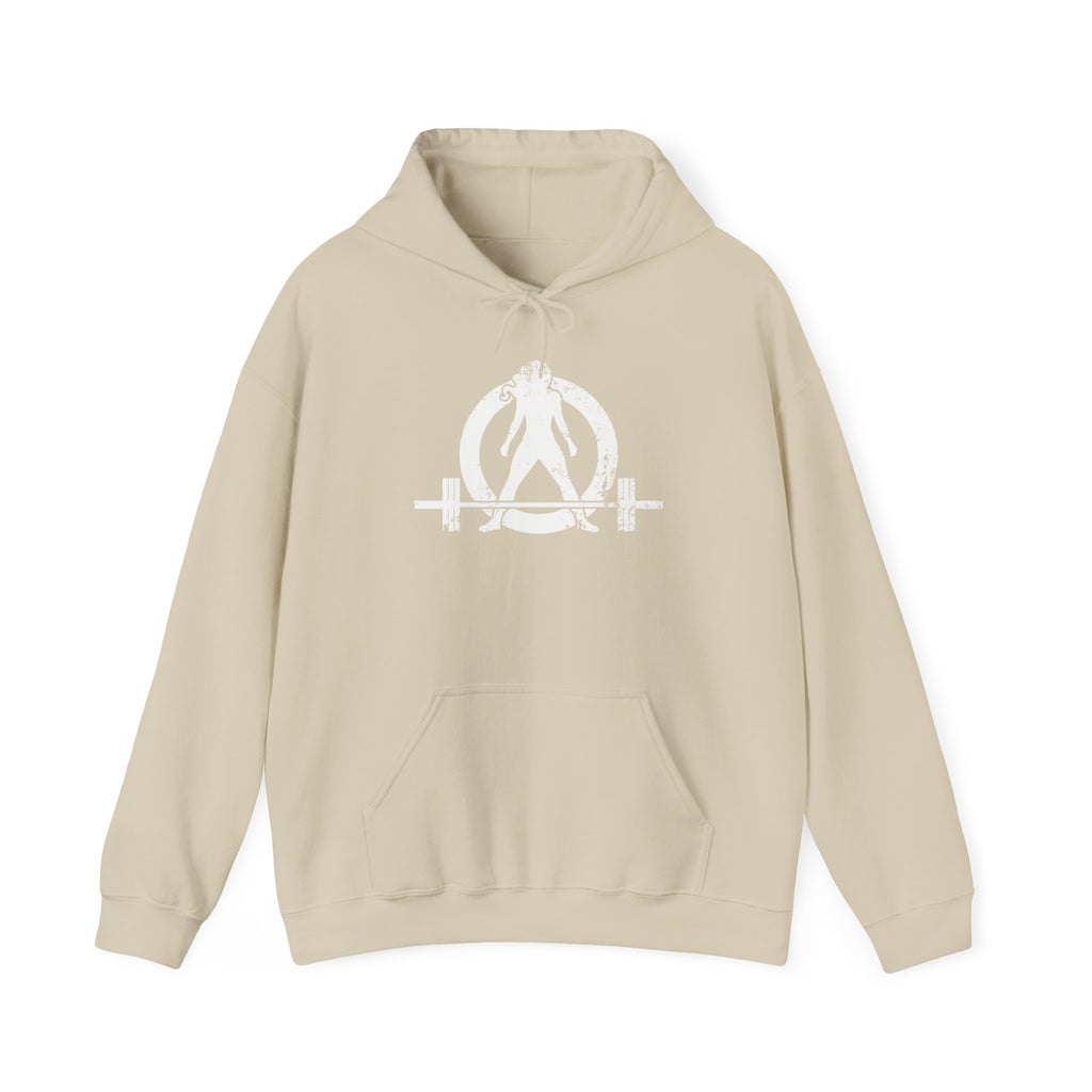 Distressed Logo - Unisex Heavy Blend Hooded Sweatshirt - White Logo - Plain Back  (BEST SELLER)