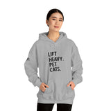 Lift Heavy Pet Cats - Unisex Heavy Blend Hooded Sweatshirt - Black Logo