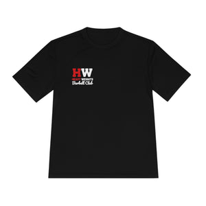 HW Barbell Club - Unisex Moisture Wicking Tee -  Small Front Logo - Coach on Back