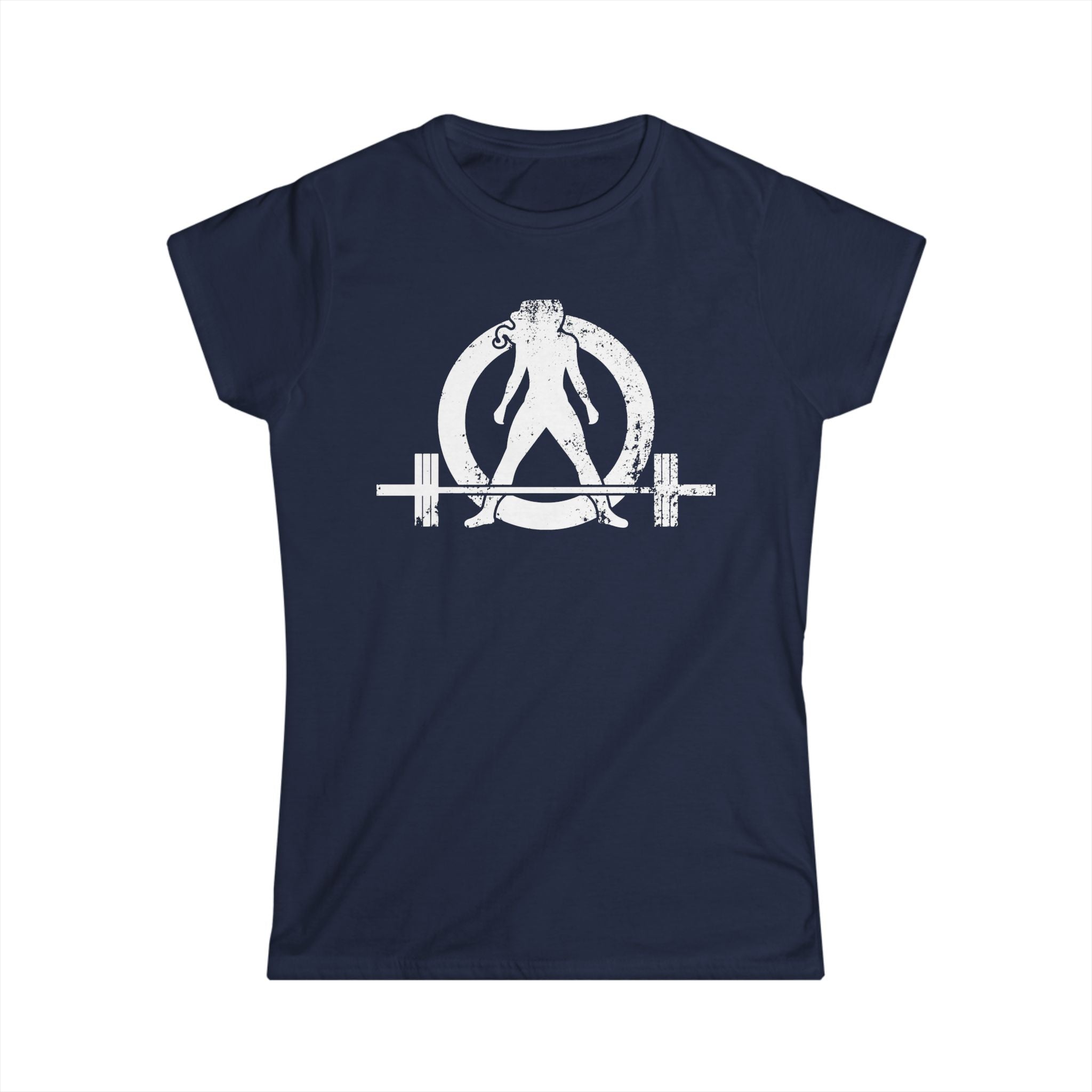 ALL I NEED IS Coffee & A Barbell - Women's Softstyle Tee - Front & Back White Logo