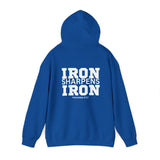 Iron Sharpens Iron - Unisex Heavy Blend Hooded Sweatshirt - White Print on Front & Back