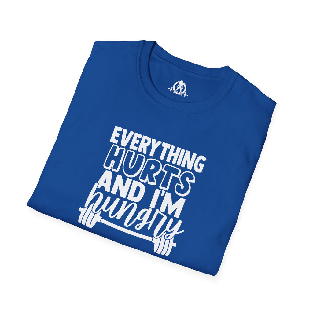 Everything Hurts & I'm Hungry  - Unisex Softstyle T-Shirt - Print on Front Plain Back