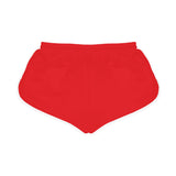Women's Relaxed Shorts (AOP) - Red Shorts - White Distressed Logo
