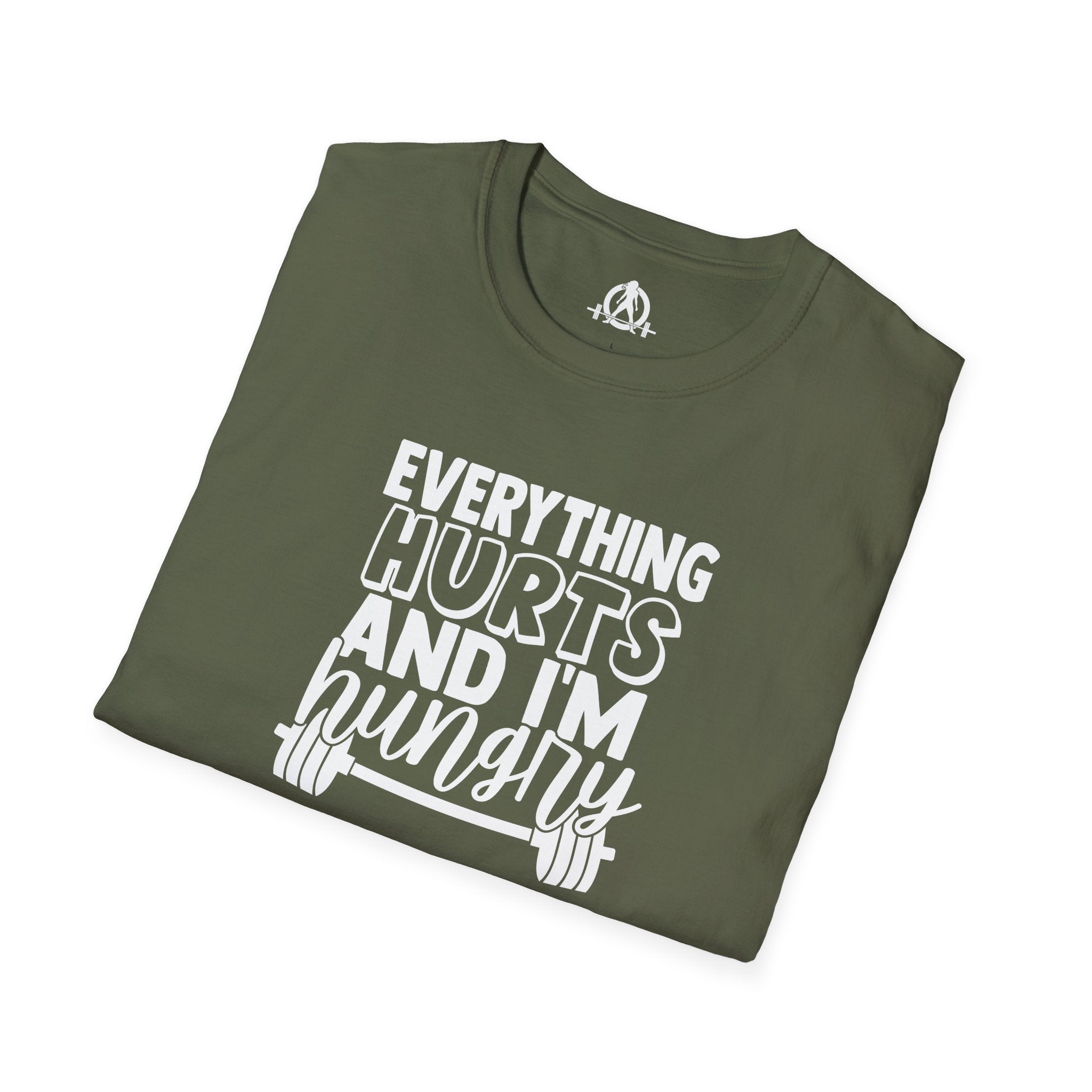 Everything Hurts & I'm Hungry  - Unisex Softstyle T-Shirt - Print on Front Plain Back