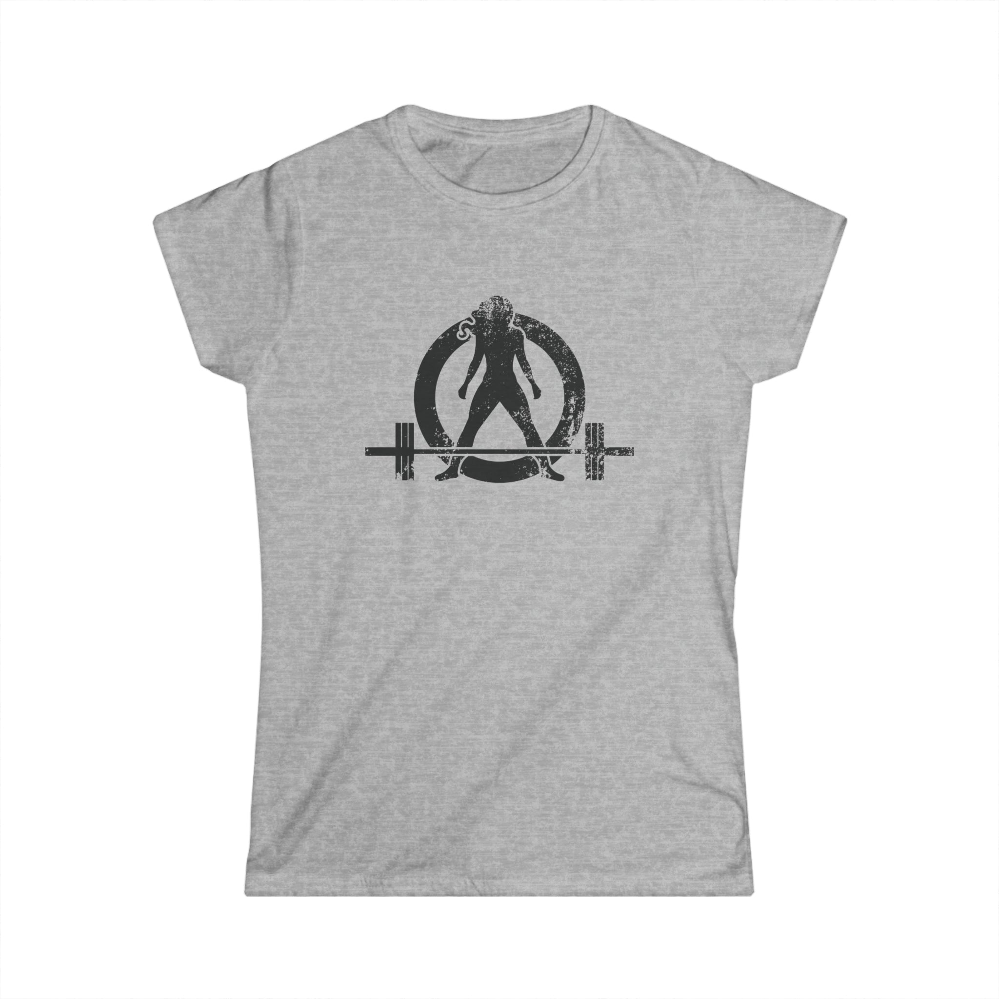 Women's Softstyle Tee - Distressed Black Logo - Plain Back
