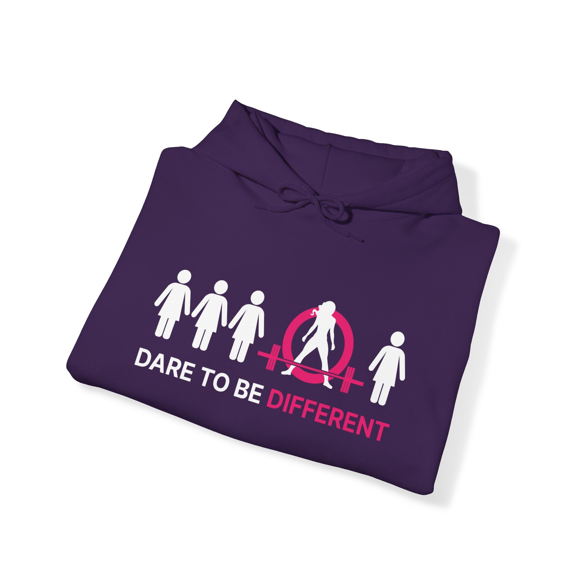 Dare To Be Different - Deadlift - Unisex Heavy Blend Hooded Sweatshirt - White Print on Front