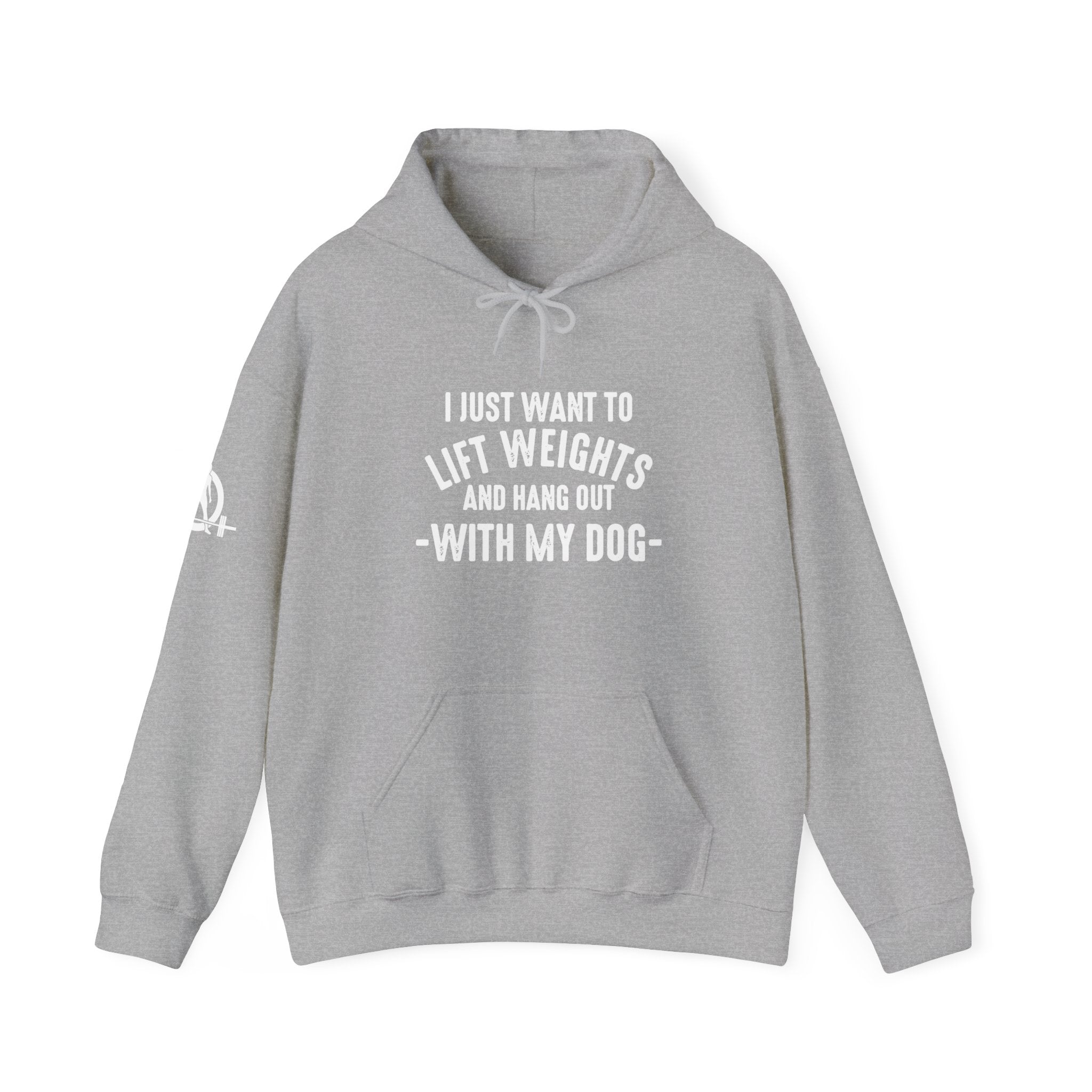 Lift Weights & Hang Out With My Dog  - White Logo  - Unisex Heavy Blend Hooded Sweatshirt