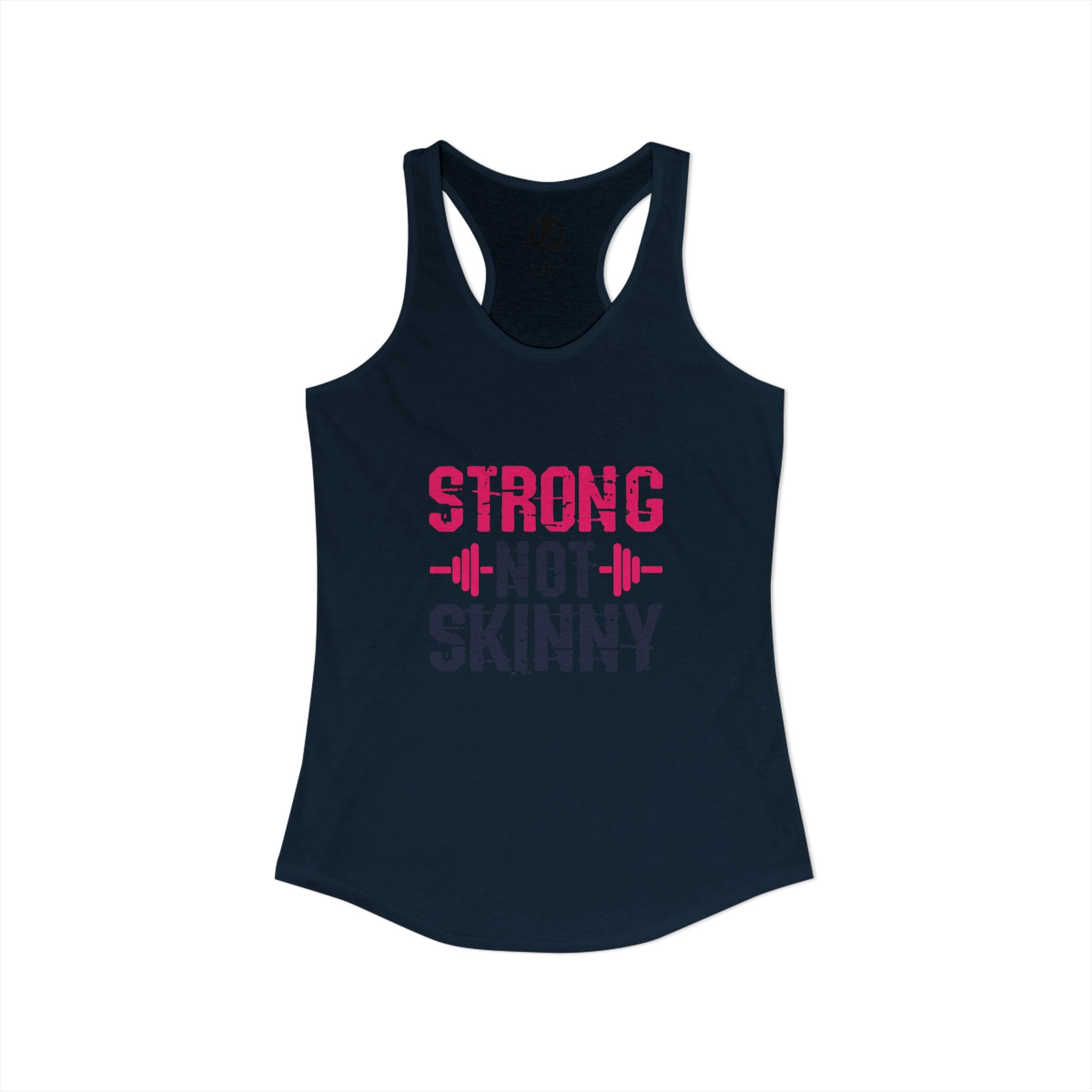 Strong Not Skinny - Color Distressed Logo - Women's Ideal Racerback Tank - Front & Back Print