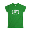 Lift Like A Girl - Women's Softstyle Tee - White Logo Main Front & Back