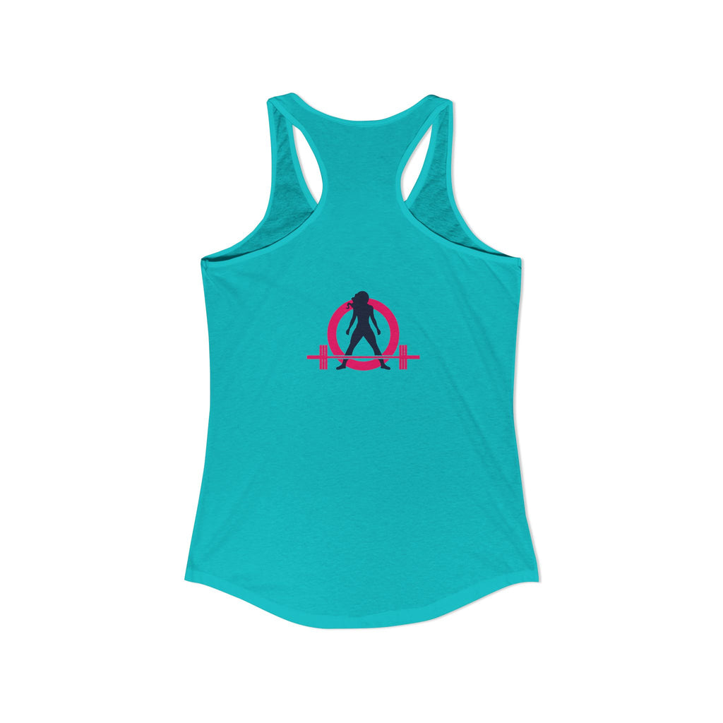 Strong Not Skinny - Color Distressed Logo - Women's Ideal Racerback Tank - Front & Back Print