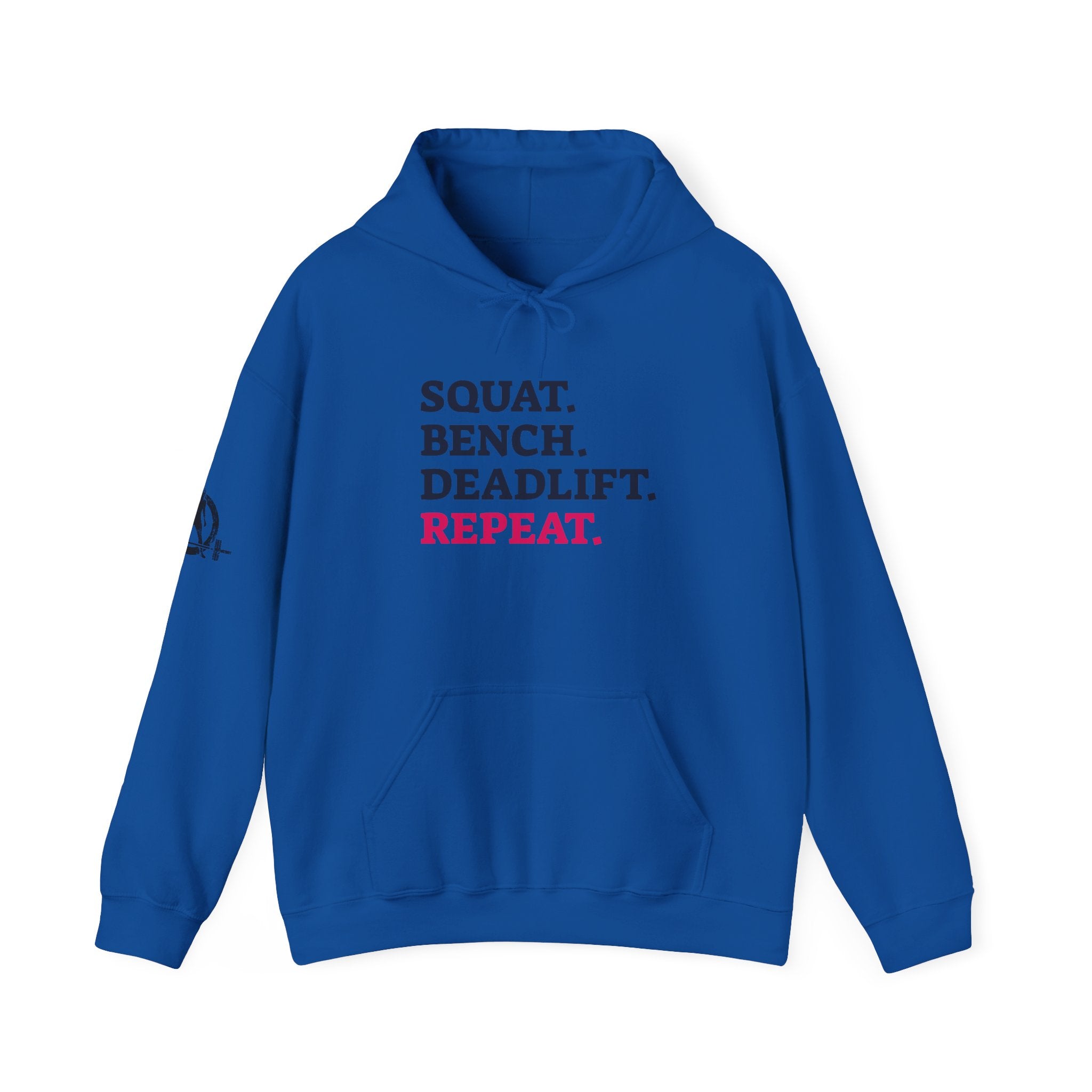 WWLW “Squat • Bench • Deadlift • Repeat” Hoodie - Front Logo Plain Black