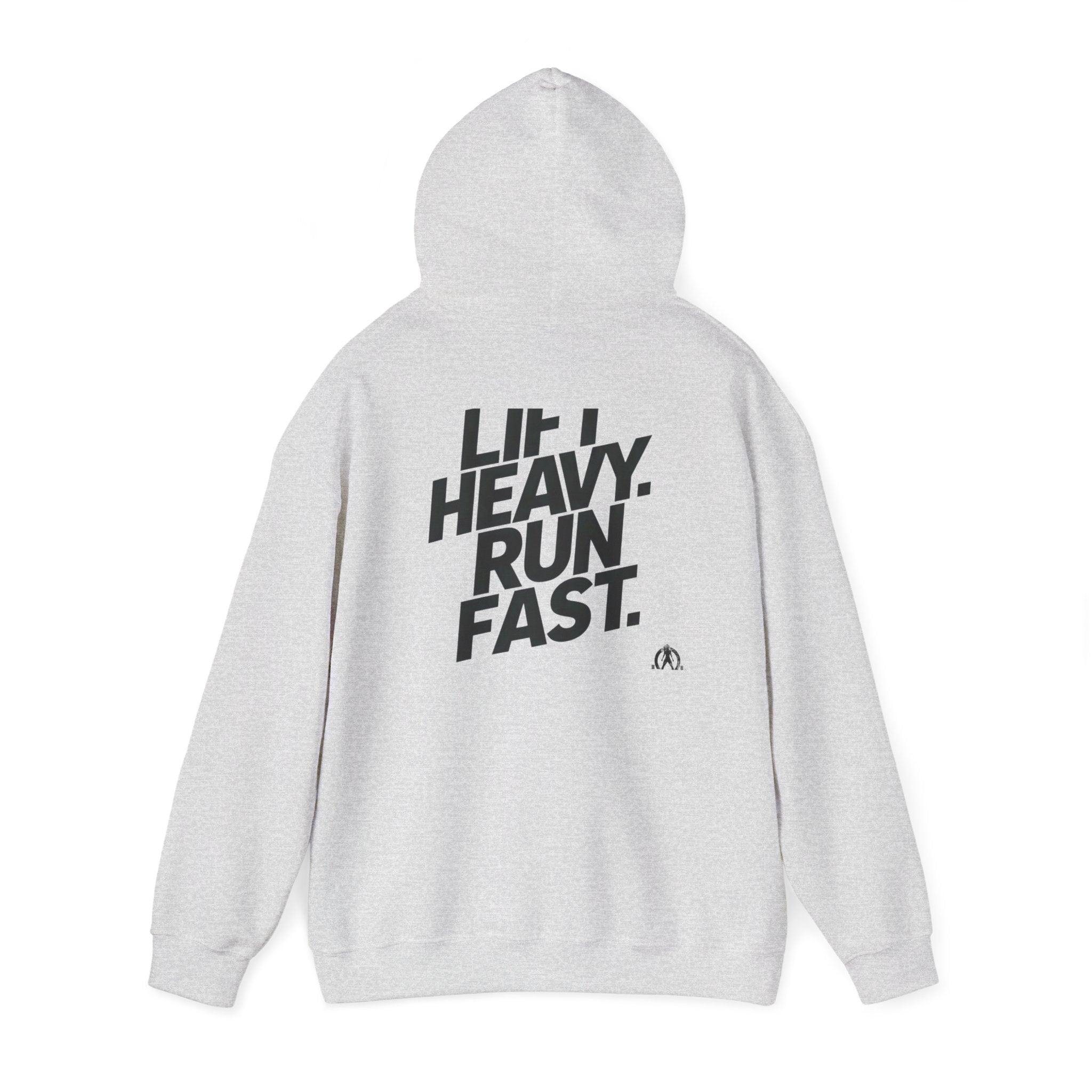 Lift Heavy Run Fast - Unisex Heavy Blend Hooded Sweatshirt  - Front & Back Black Logo