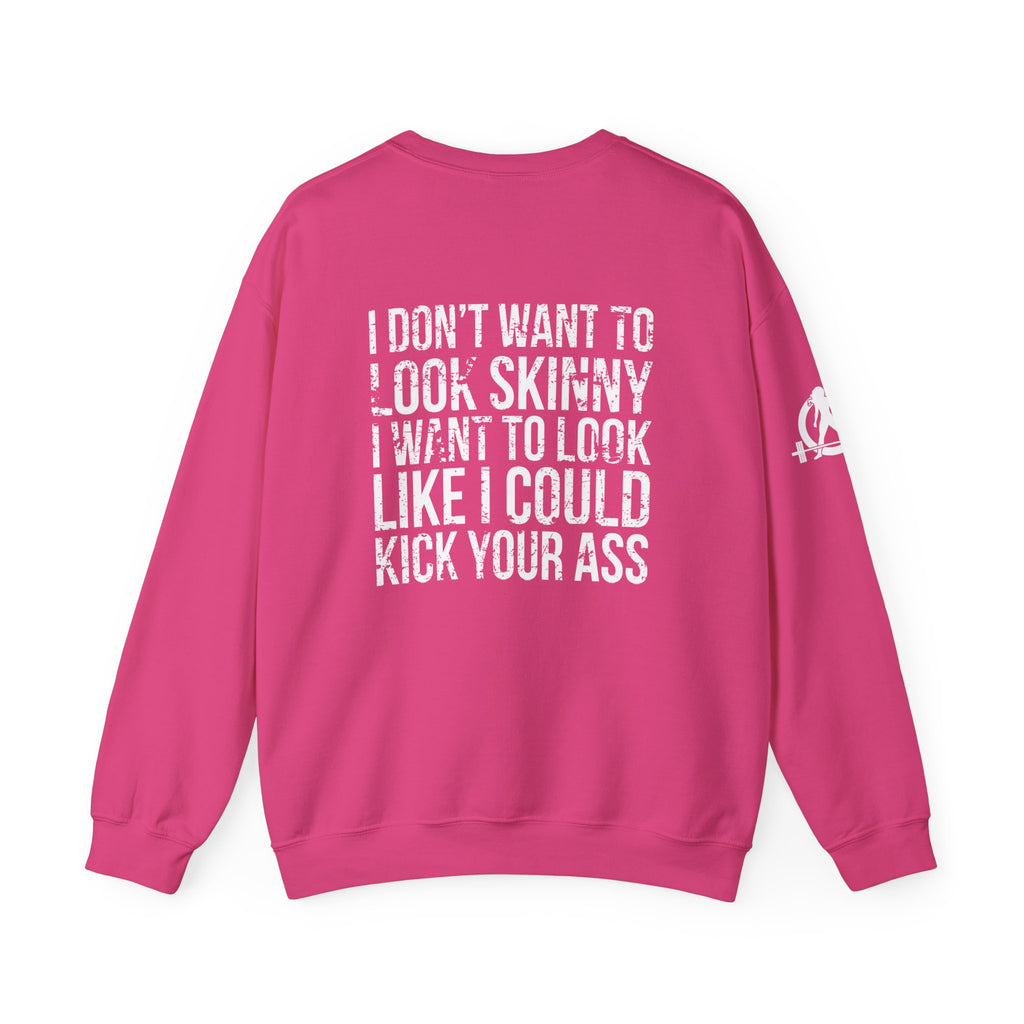 Kick Your Ass - Unisex Heavy Blend™ Crewneck Sweatshirt - Distressed Logo - Plain Back