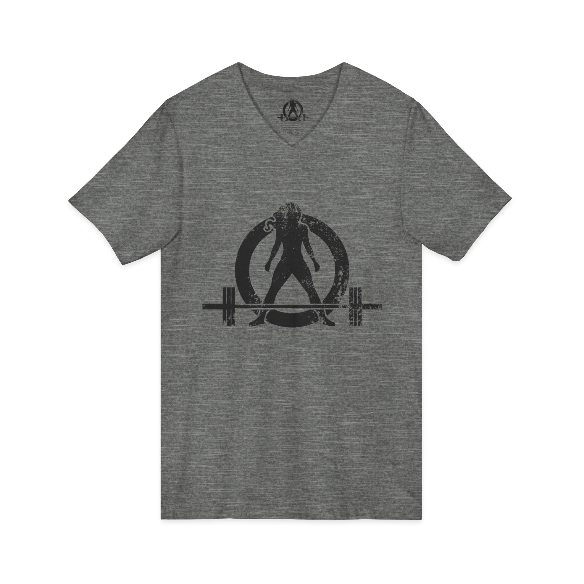 Strong Is Beautiful - Distressed Black Logo - Unisex Jersey Short Sleeve V-Neck Tee