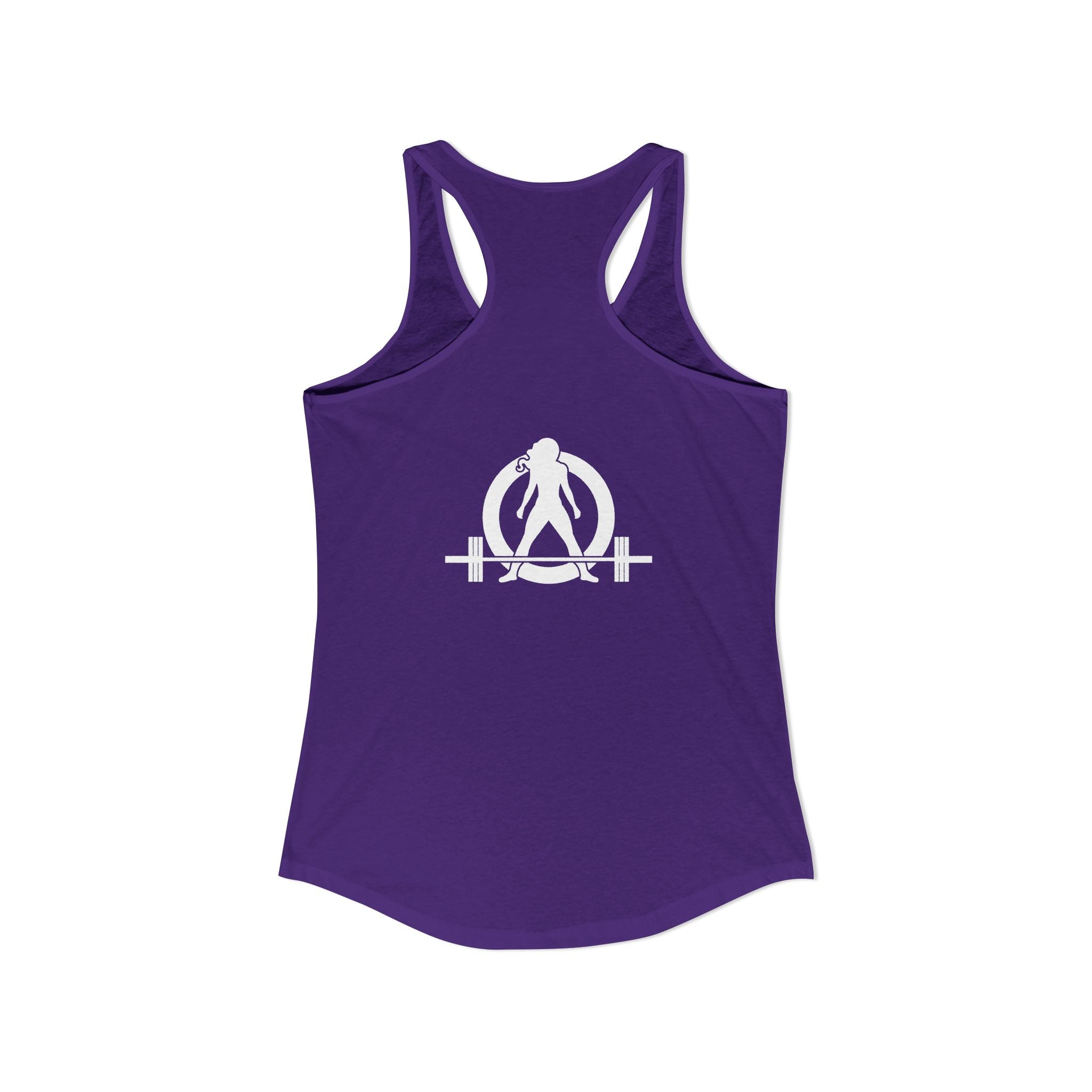 Goal Weight Strong AF - Simple - Women's Ideal Racerback Tank - White Print Front & Back