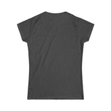 Women's Softstyle Tee - Distressed White Logo - Plain Back