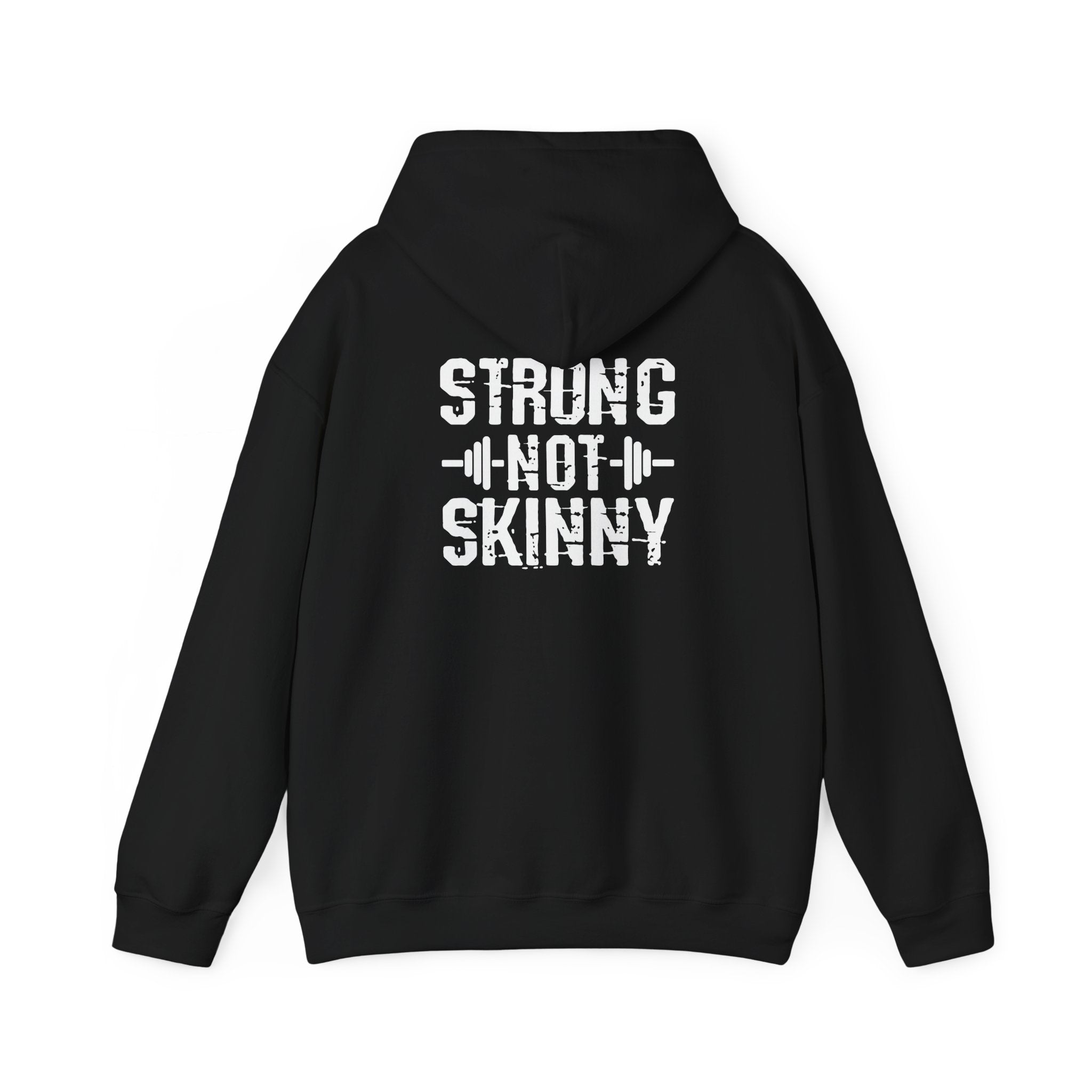 Strong Not Skinny - Unisex Heavy Blend Hooded Sweatshirt - White Distressed Logo