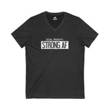 Goal Weight Strong AF - Unisex Jersey Short Sleeve V-Neck Tee - Front White Print