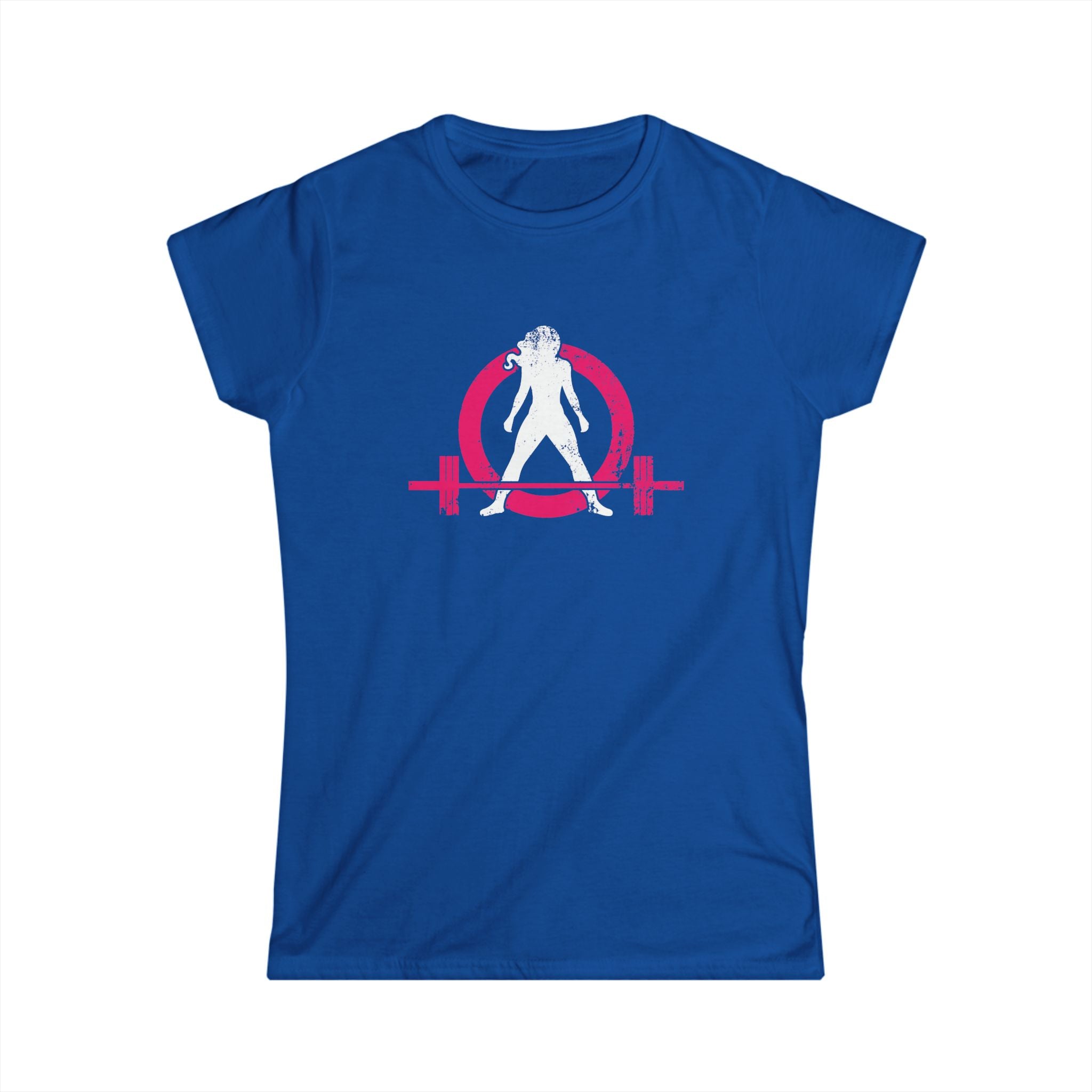 Women's Softstyle Tee - Distressed Inverted Color Logo Front - Plain Back