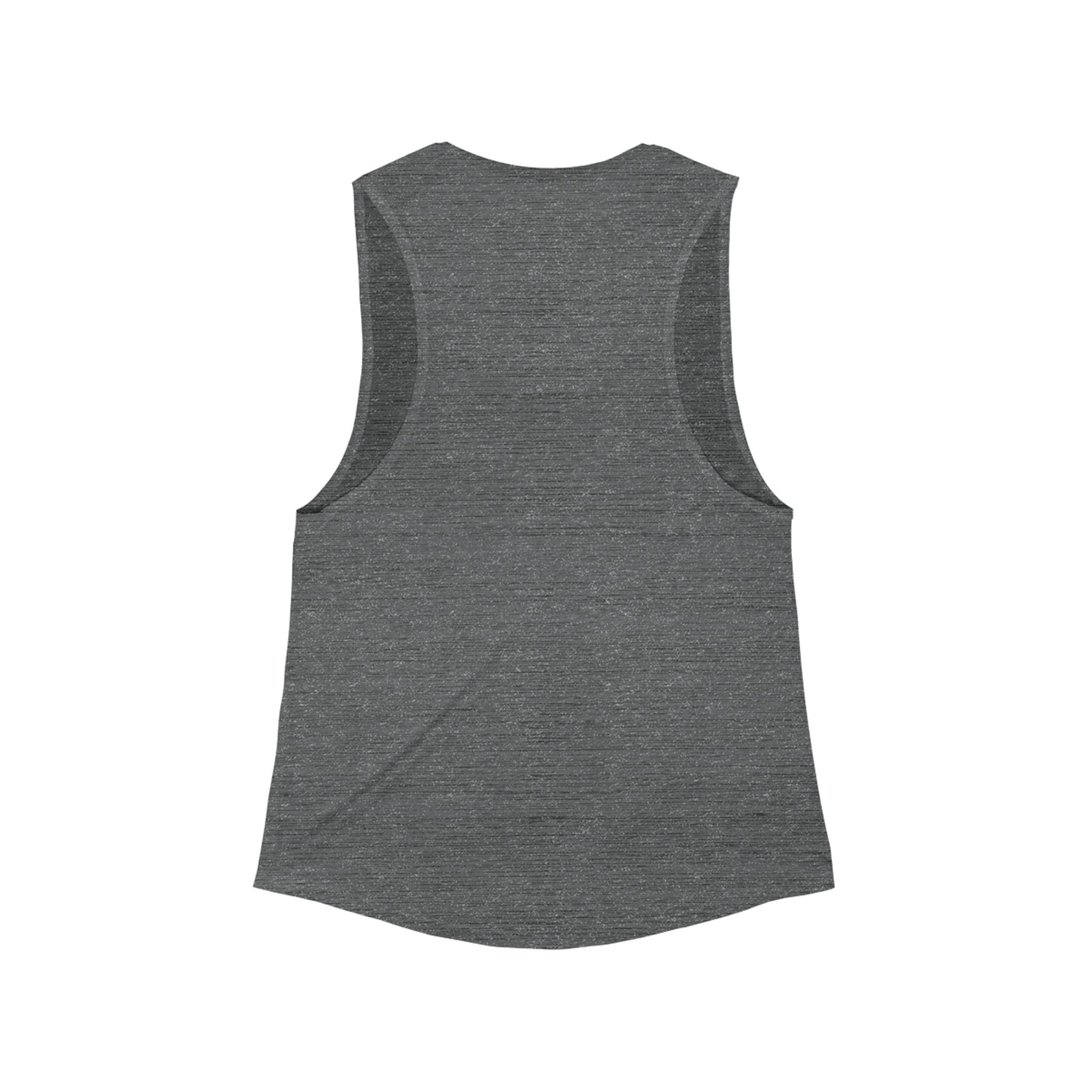 Women's Flowy Scoop Muscle Tank - White Distressed Logo