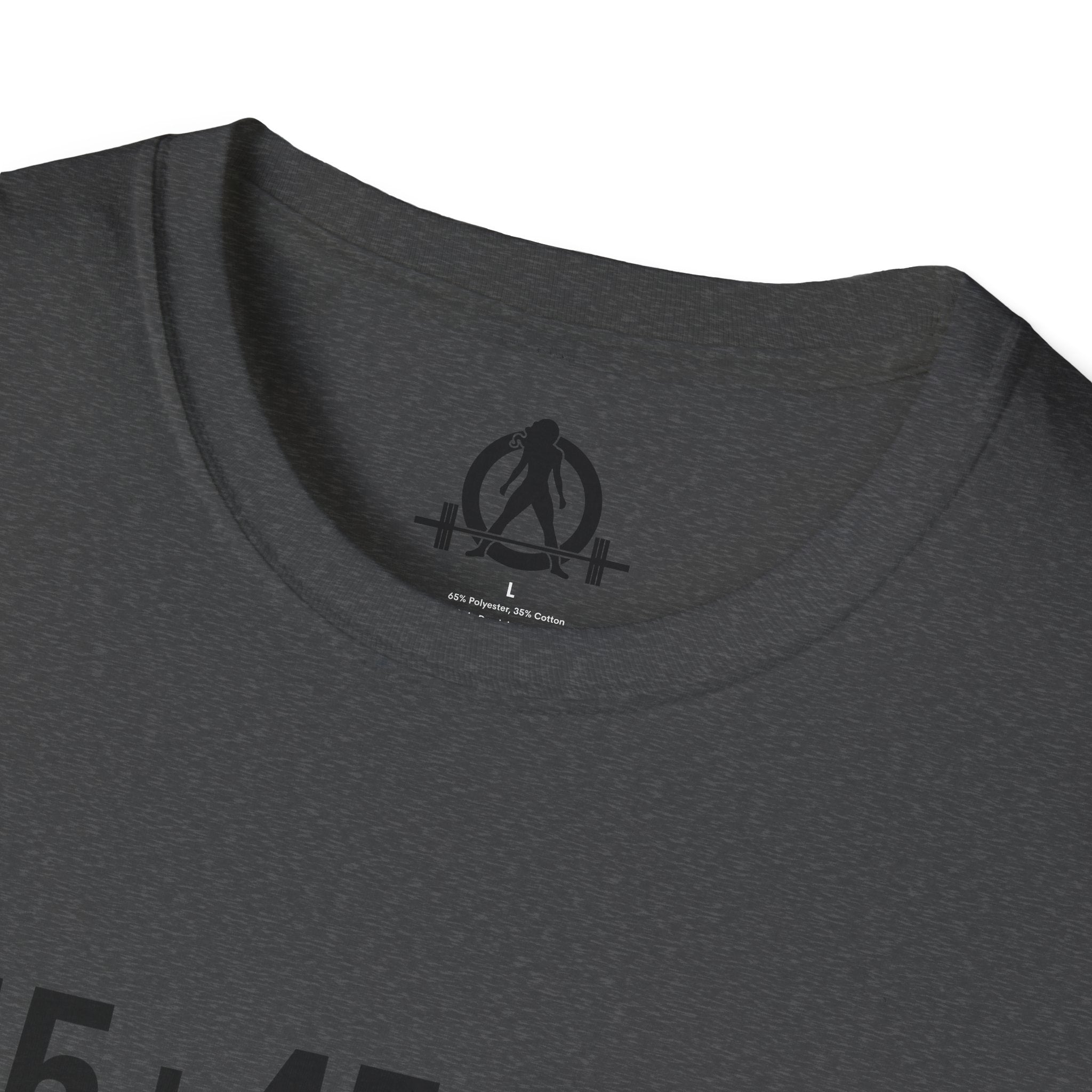 45 + 45 = 135 - Unisex Softstyle T-Shirt - Black Print on Front Plain Back