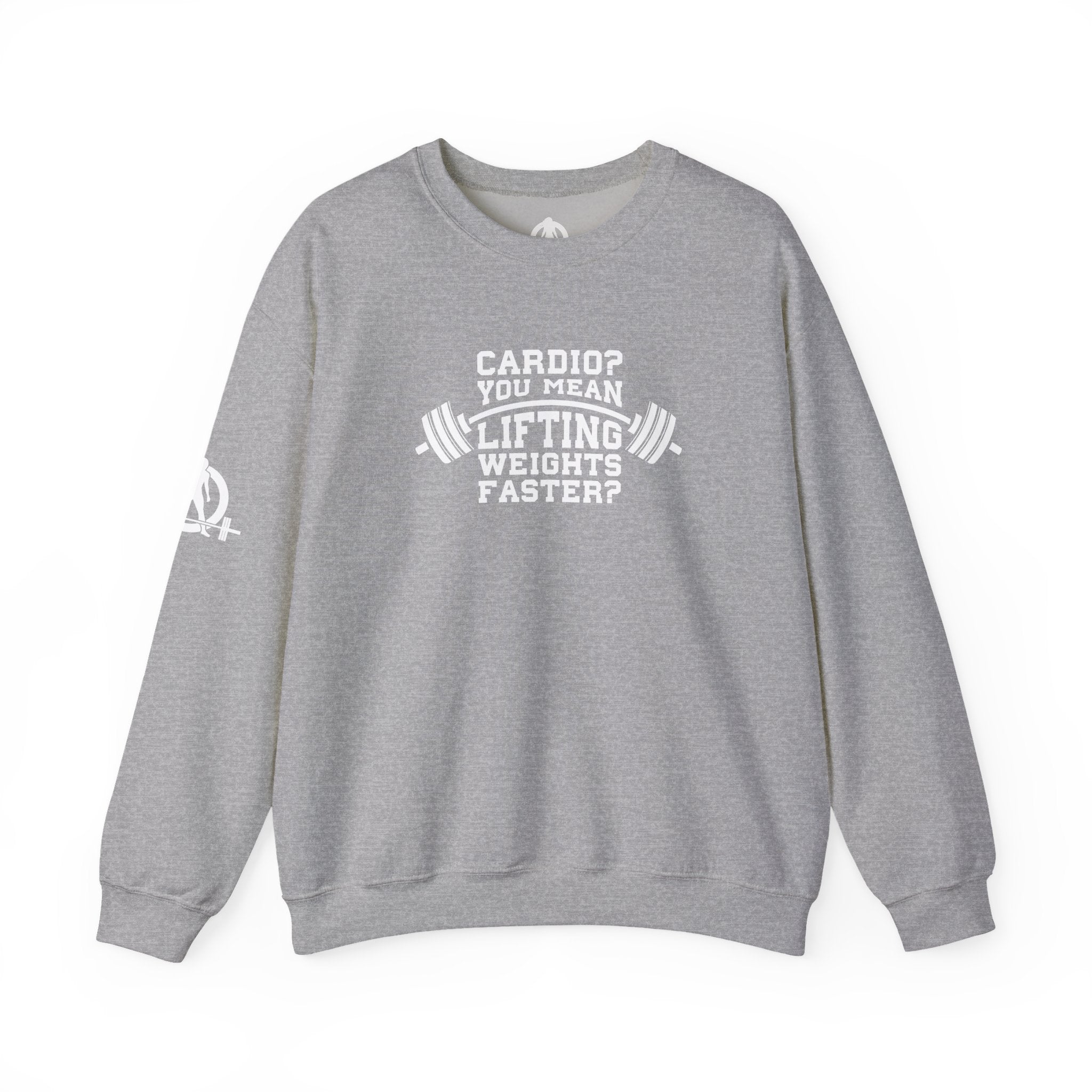 Cardio?  Lift Weights Faster - Unisex Heavy Blend™ Crewneck Sweatshirt - Front  Logo