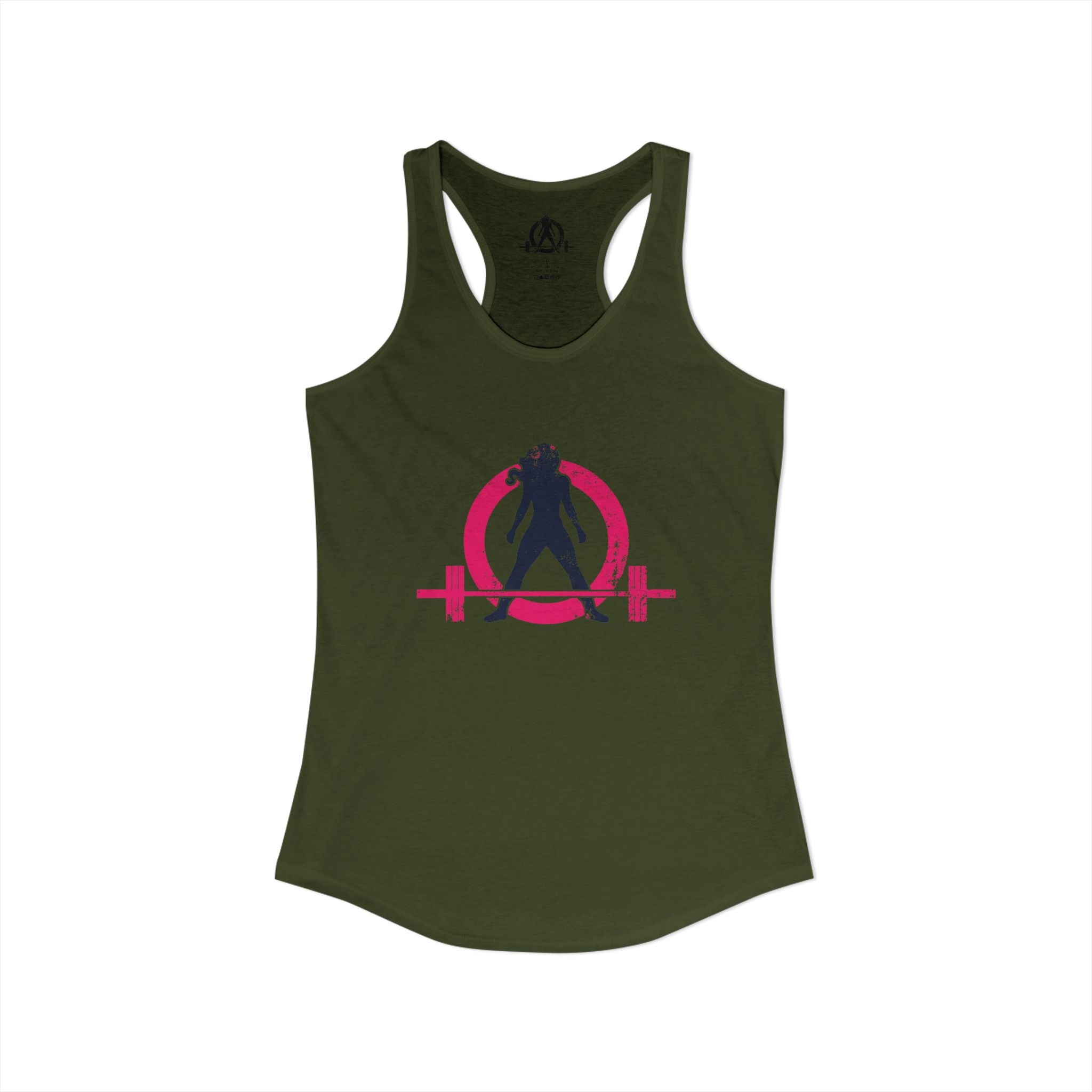 Distressed - Simple - Women's Ideal Racerback Tank - Color Inverted Logo Front - Plain Back