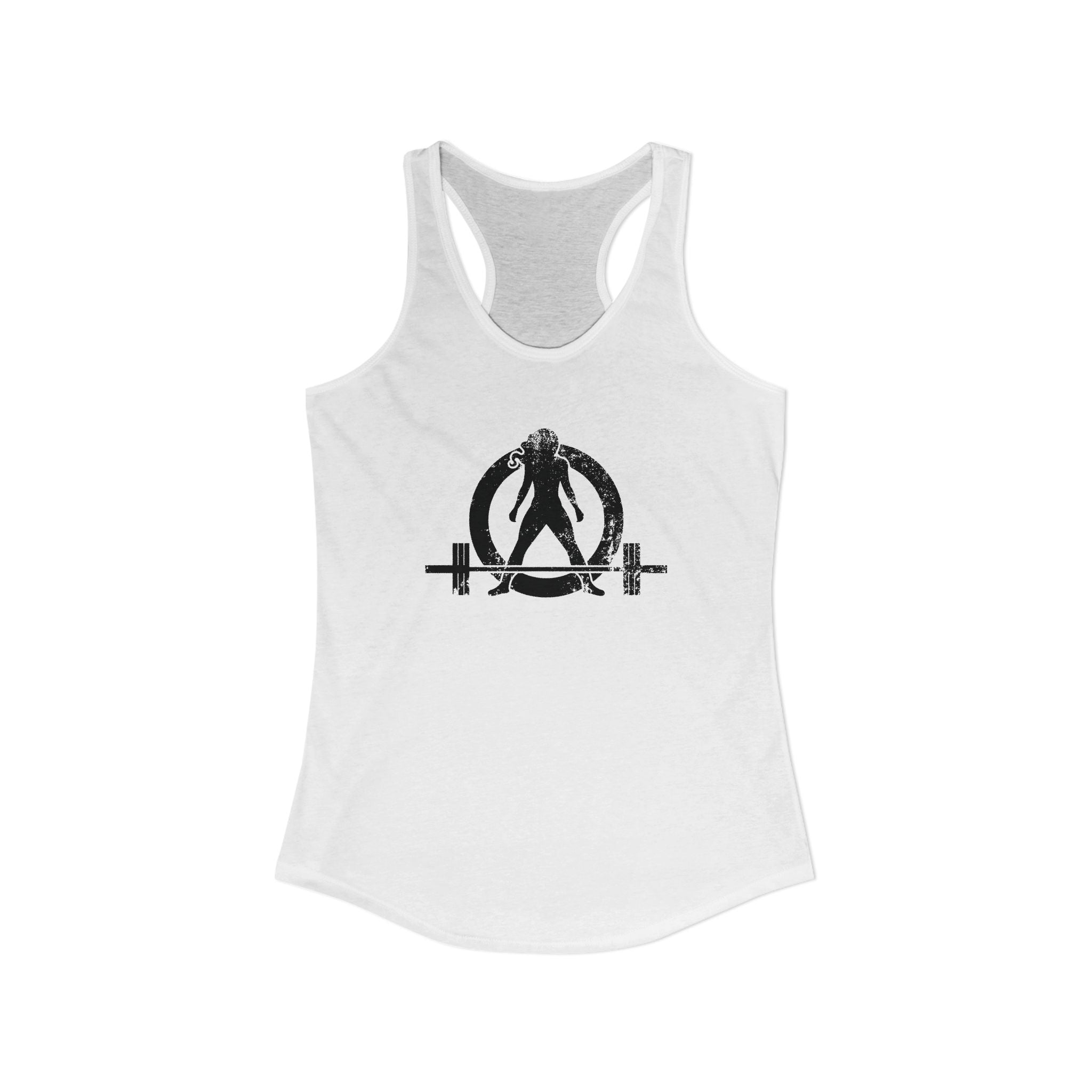 I Could Deadlift You - Women's Ideal Racerback Tank - Black Distressed Logo + Back