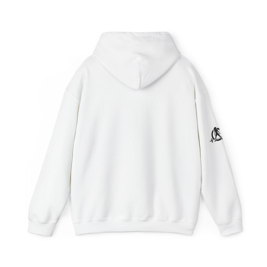 Lift Weights & Hang Out With My Dog  - Dark Logo  - Unisex Heavy Blend Hooded Sweatshirt - Front & Arm Logo Black