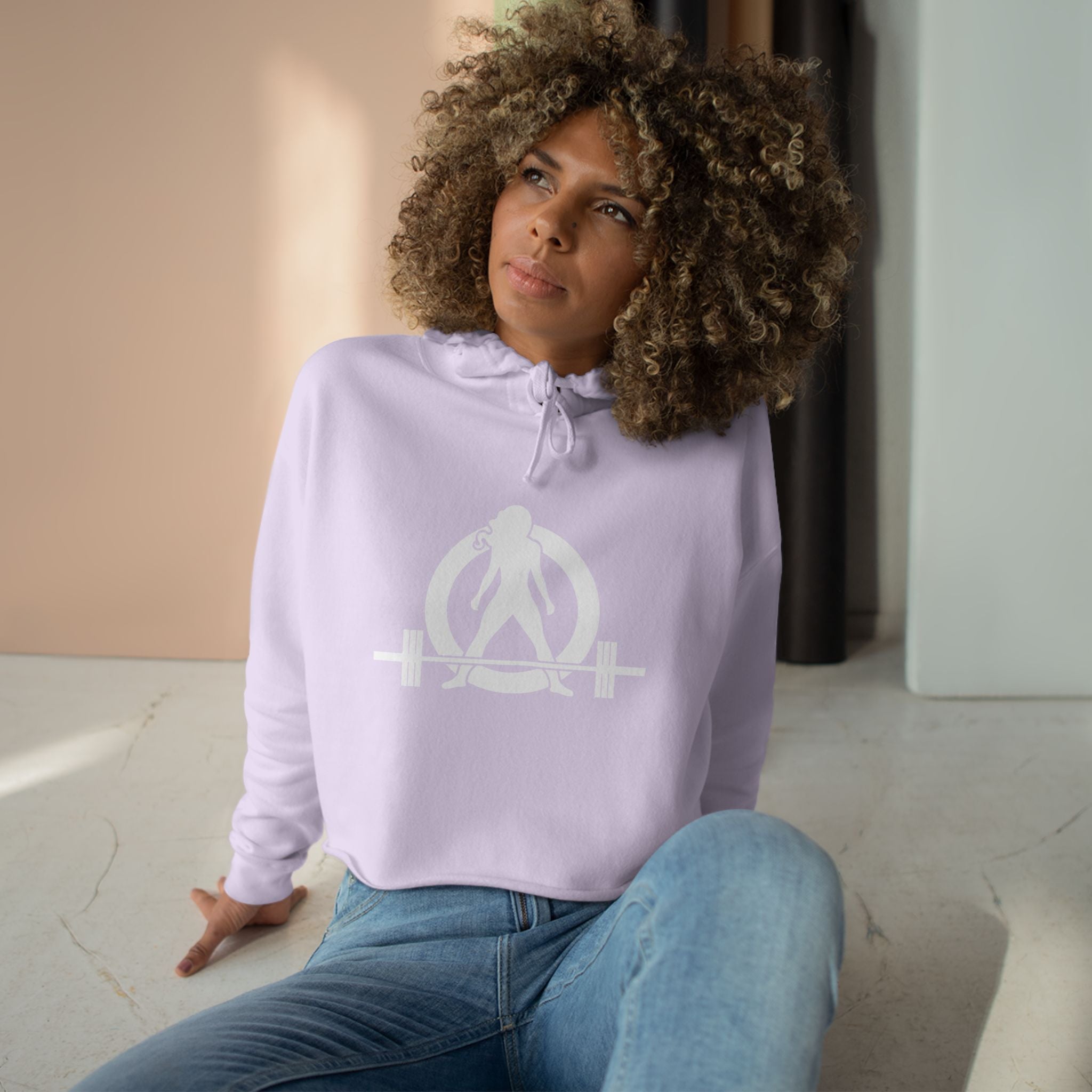 Empowered Crop Hoodie – For Strong Women Who Lift - White Classic WWLW  Logo