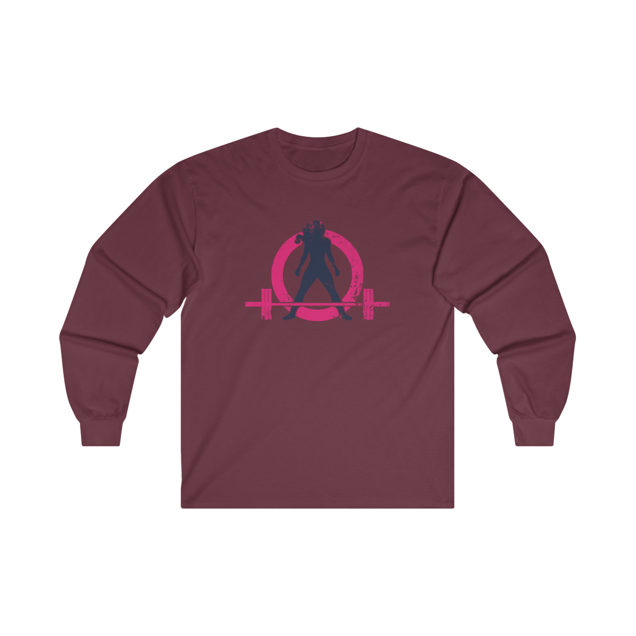 Distressed - Ultra Cotton Long Sleeve Tee - Inverted Color Logo