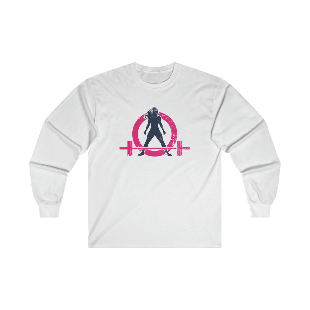 Distressed - Ultra Cotton Long Sleeve Tee - Inverted Color Logo