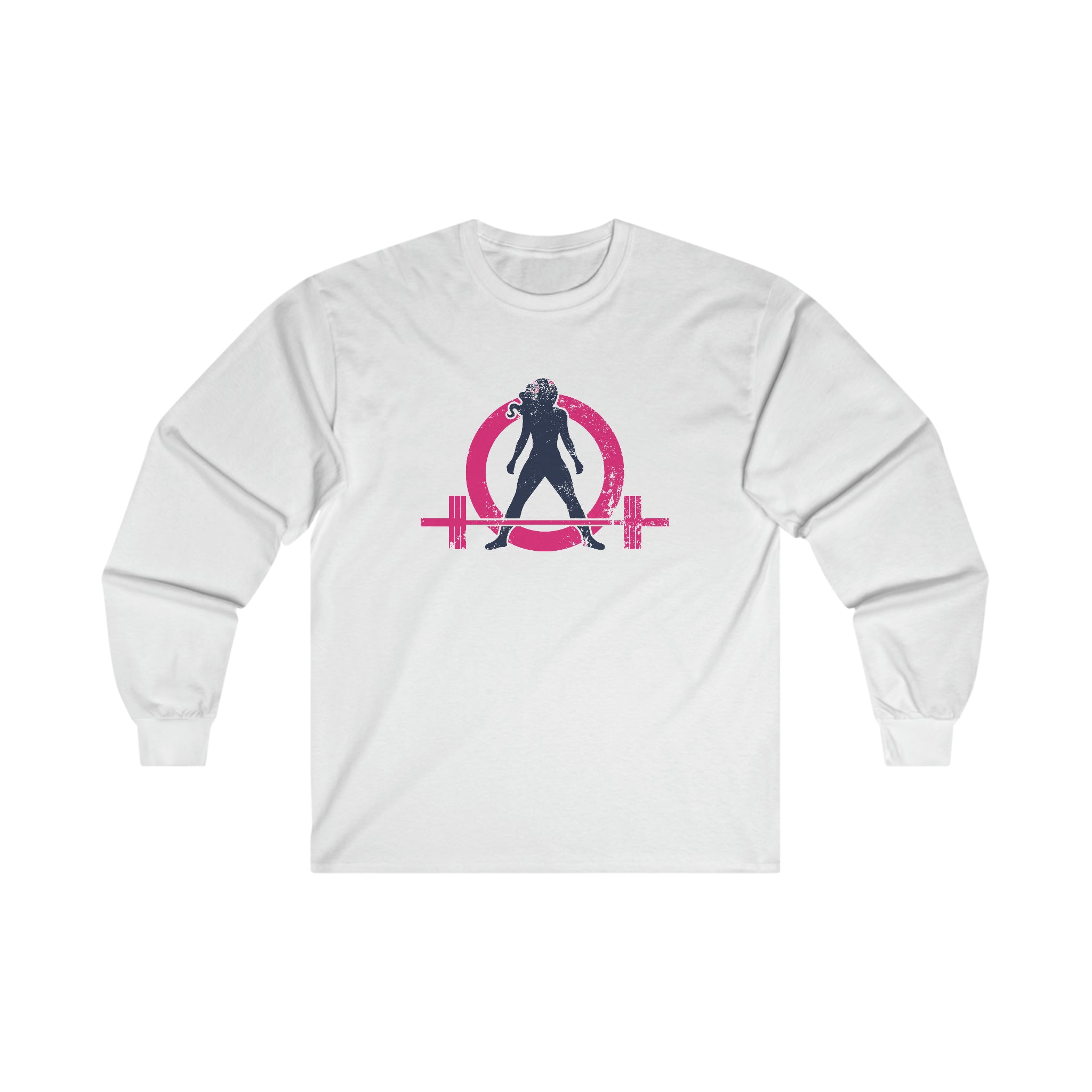 Distressed - Ultra Cotton Long Sleeve Tee - Inverted Color Logo