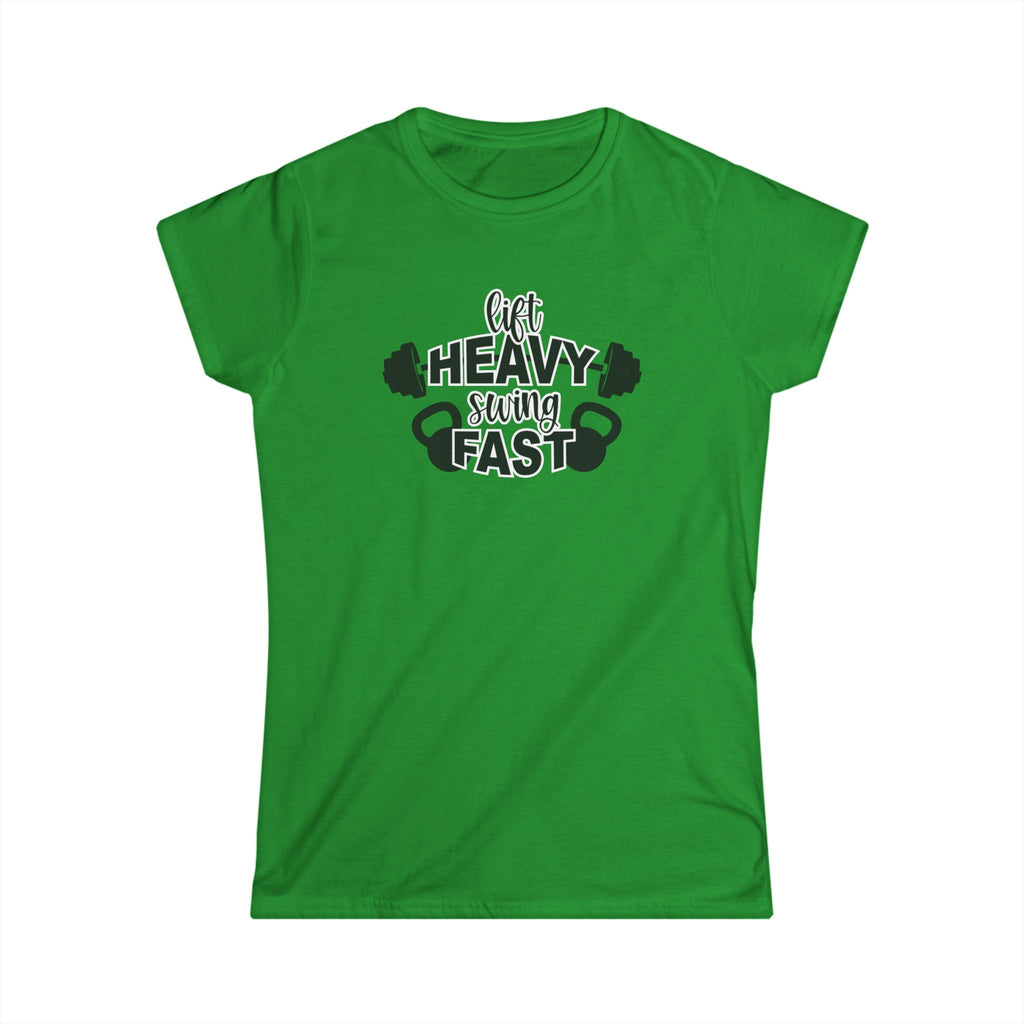 Lift Heavy Swing Fast - Women's Softstyle Tee - Black Logo