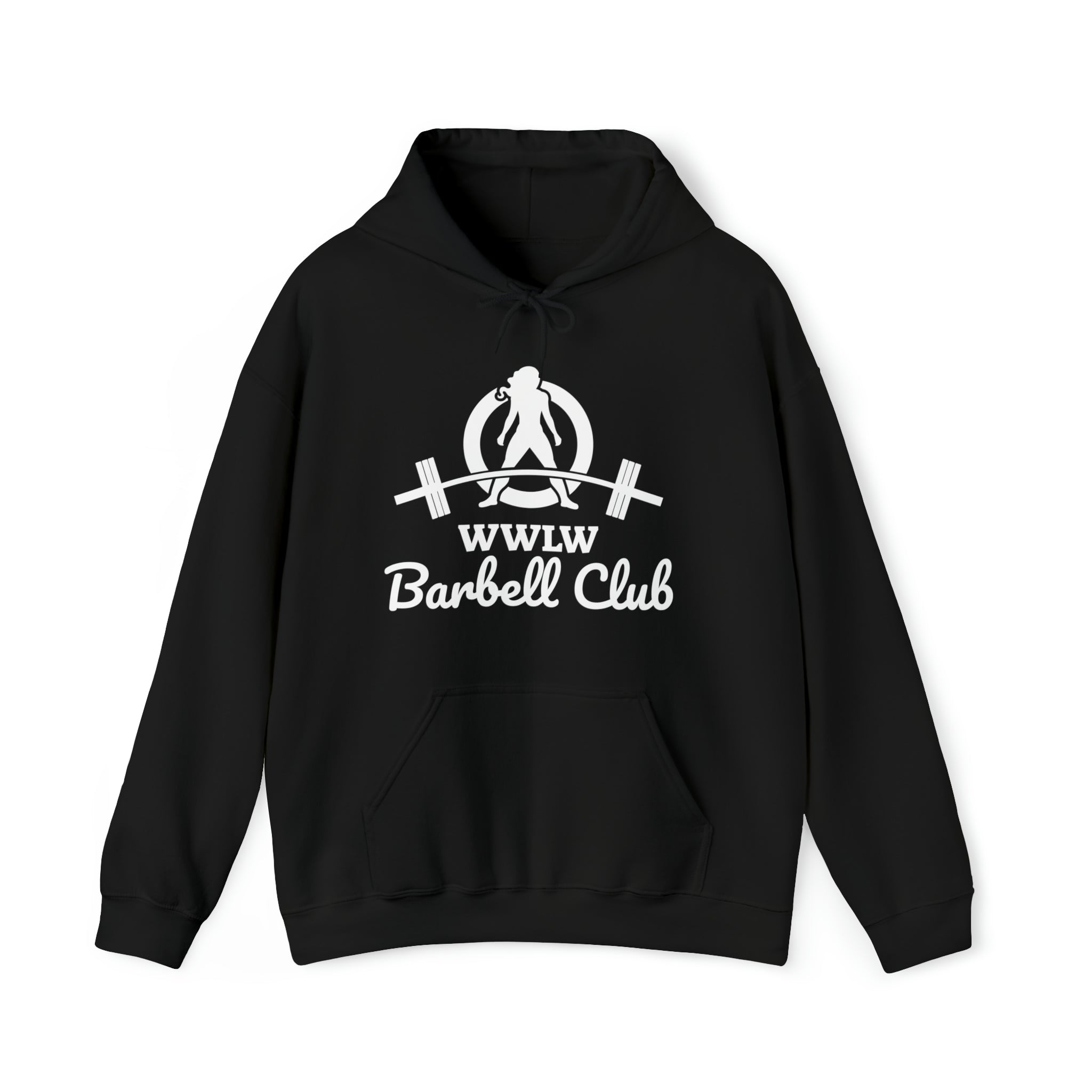 Barbell Club Classic Logo White - Unisex Heavy Blend Hooded Sweatshirt (BEST SELLER)