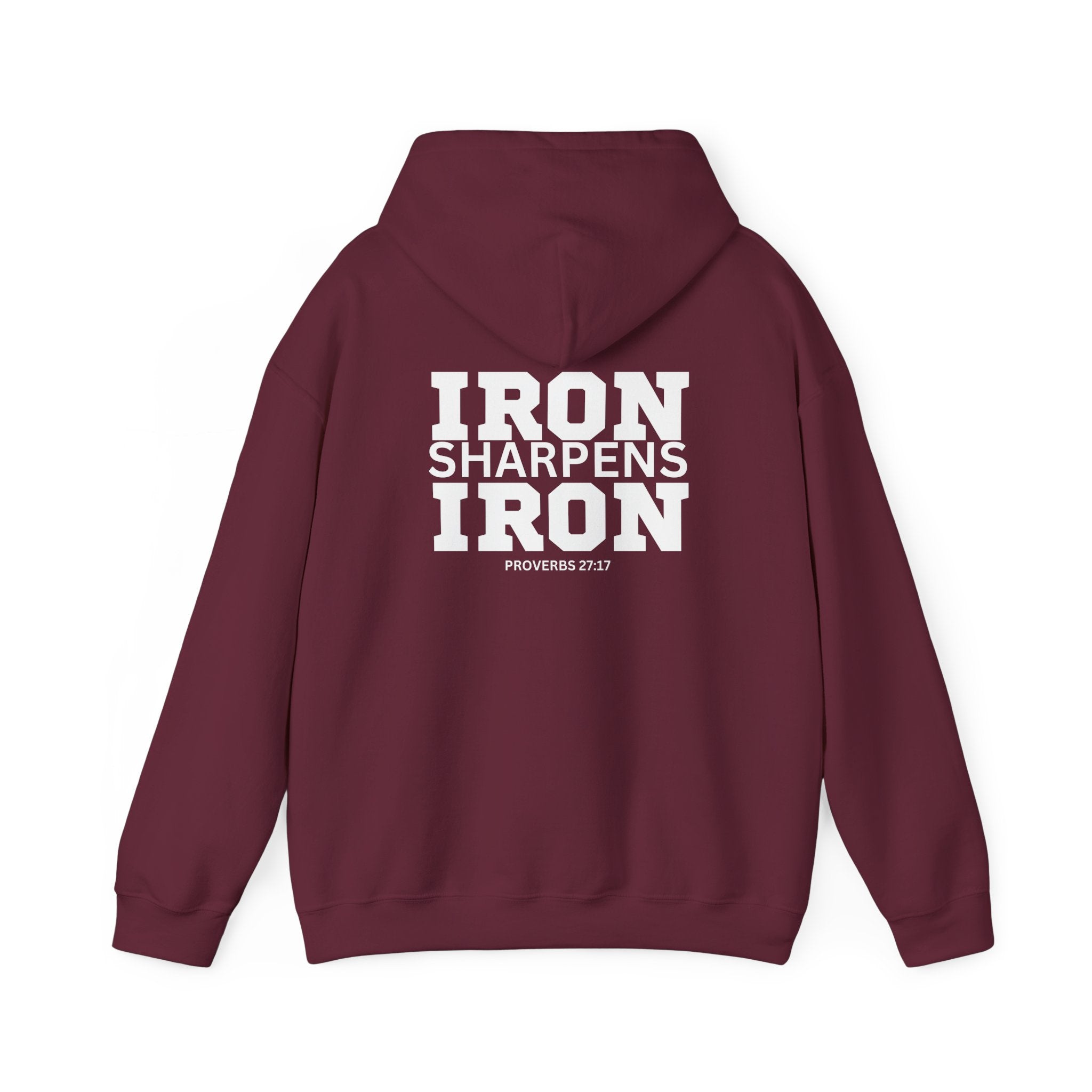 Iron Sharpens Iron – Unisex Heavy Blend™ Hooded Sweatshirt (White Logo) 🤍🔥