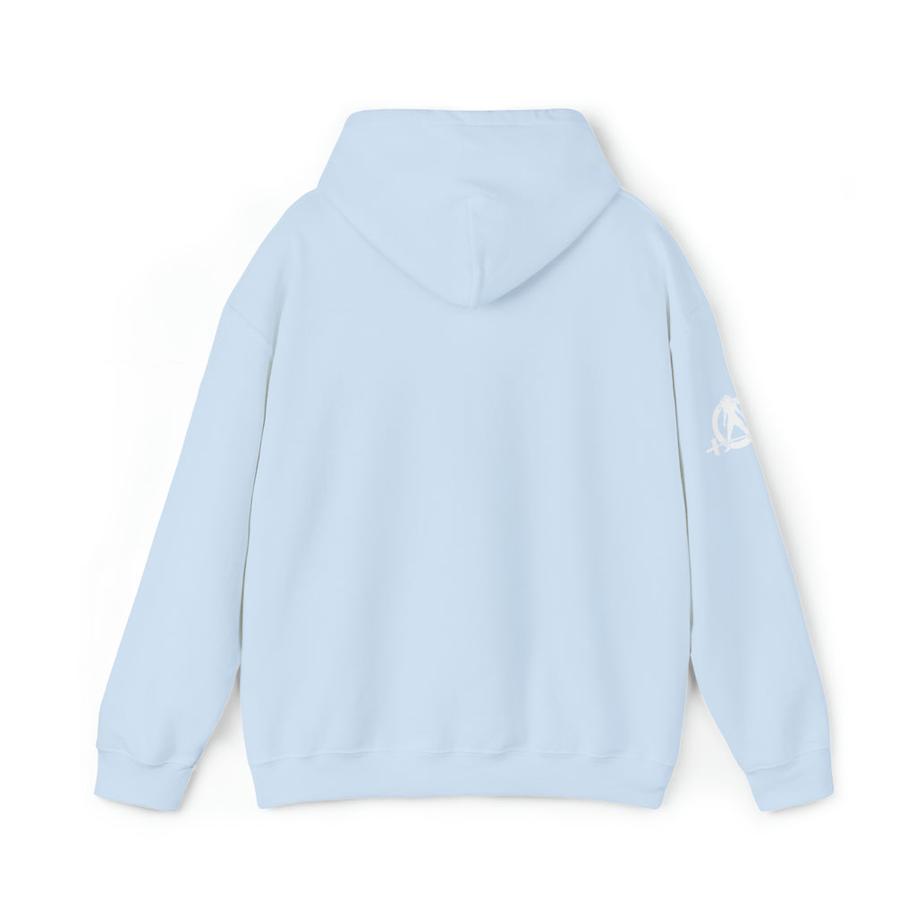 I Could Deadlift You. - Unisex Heavy Blend Hooded Sweatshirt - White Logo - Right Shoulder - Plain Back