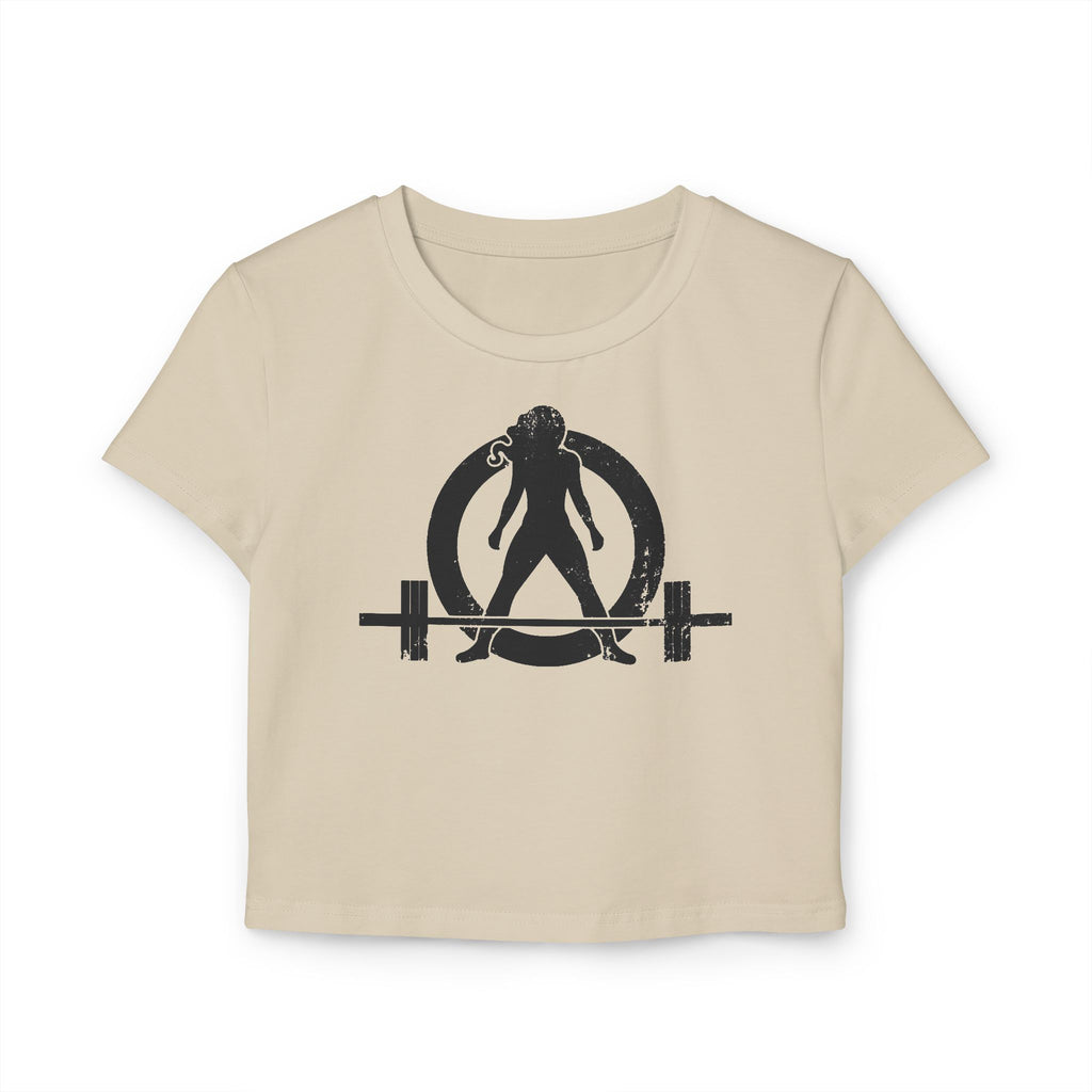 Women's Baby Tee - Black Distressed Logo