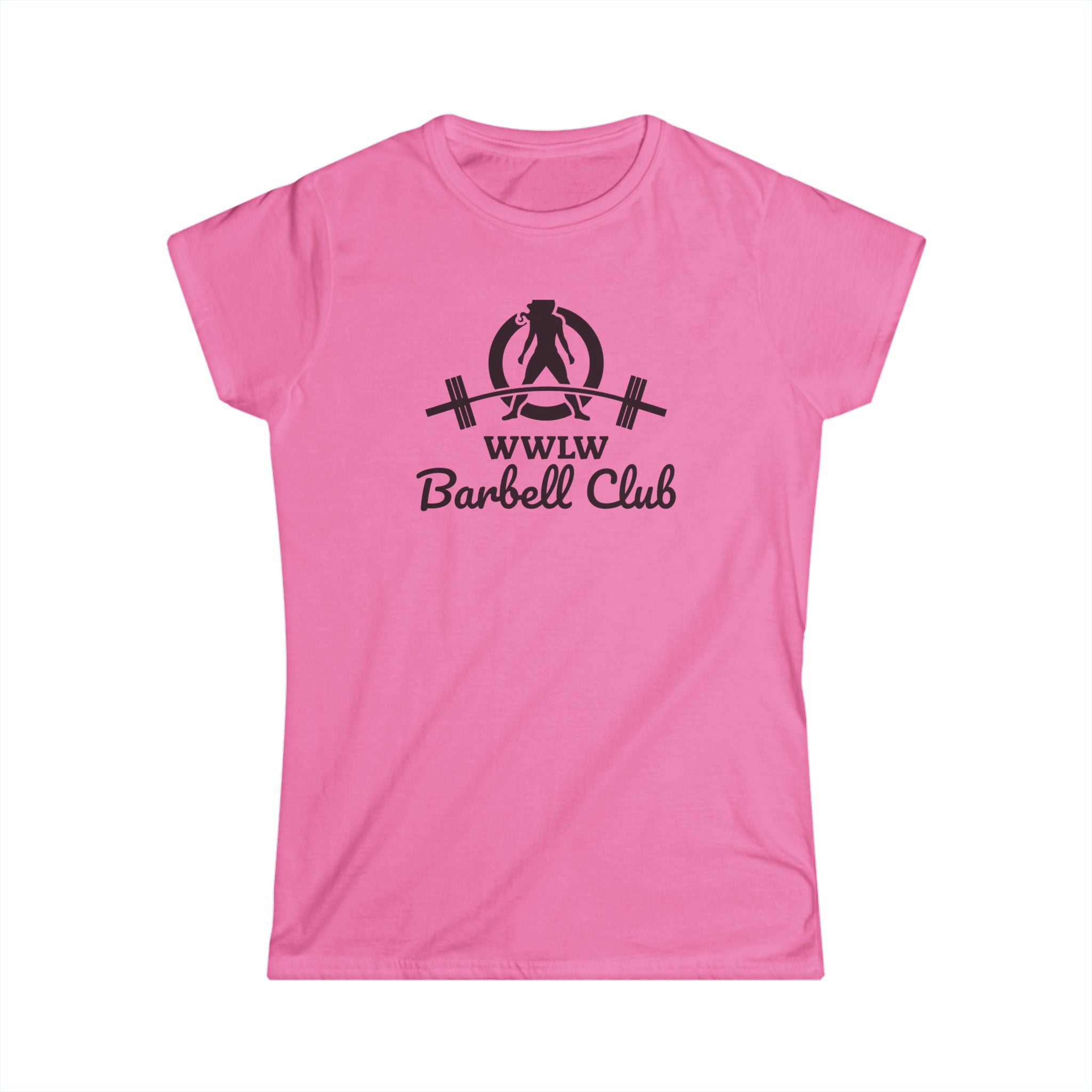 WWLW Barbell Club - Women's Softstyle Tee - Black Logo - Plain Back