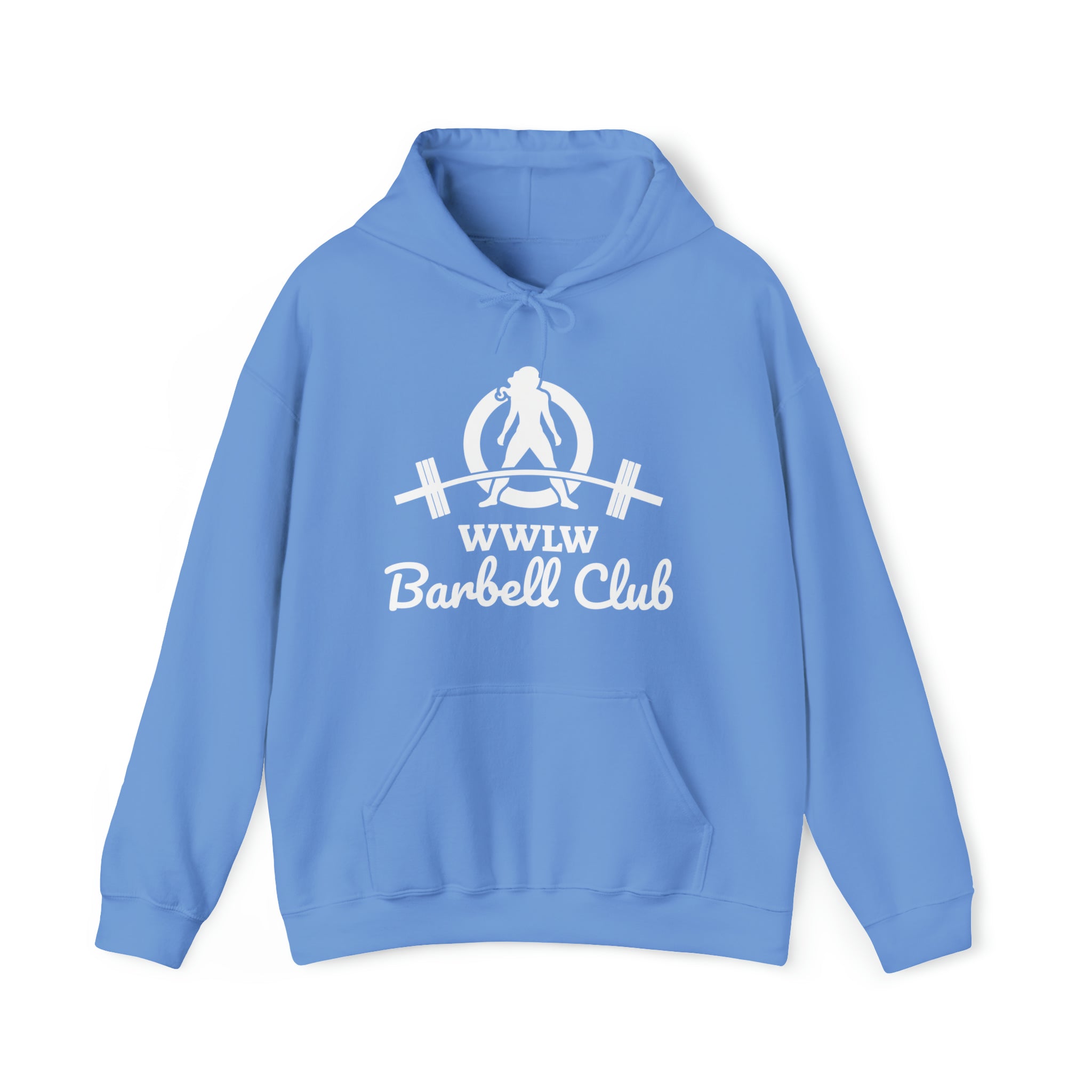Barbell Club Classic Logo White - Unisex Heavy Blend Hooded Sweatshirt (BEST SELLER)