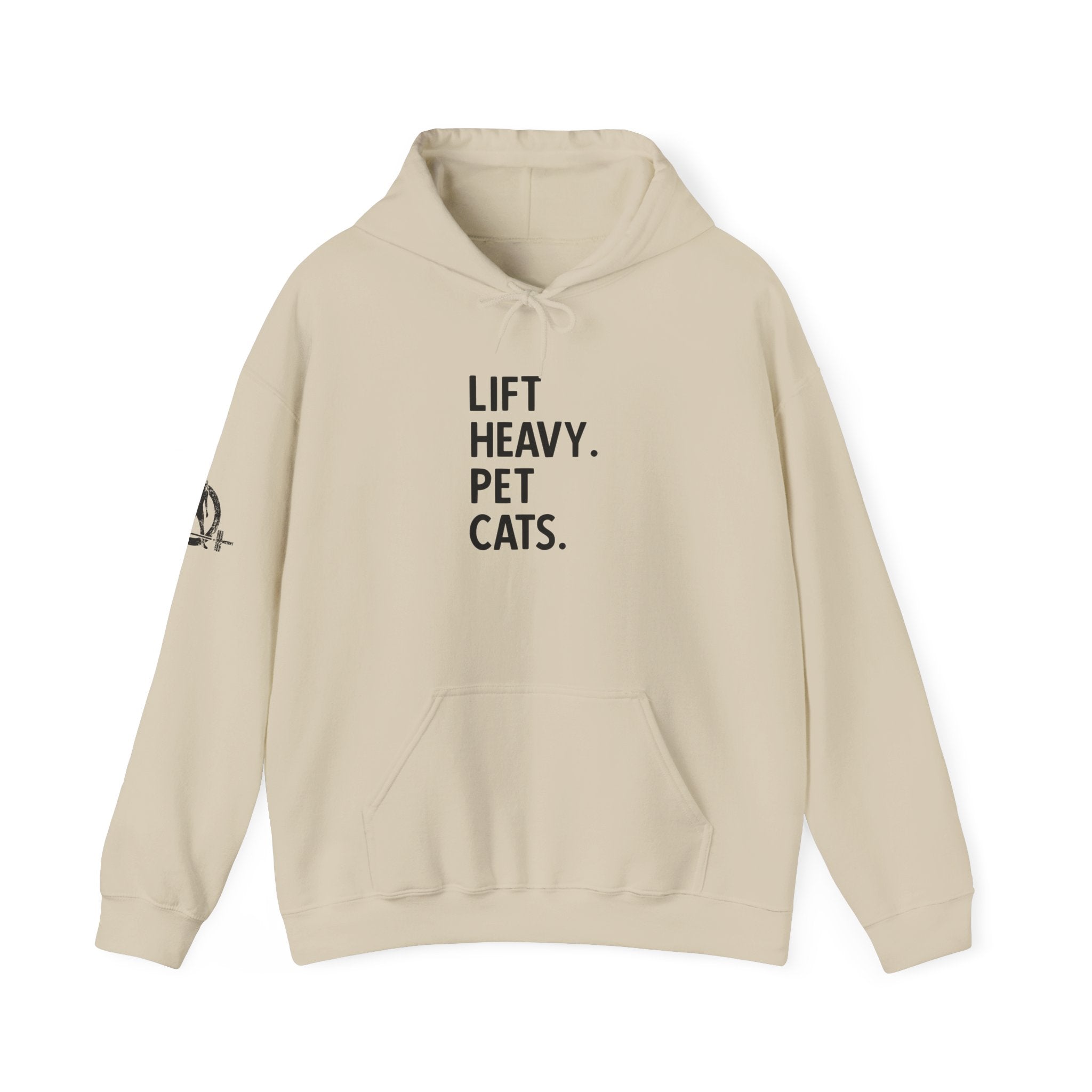 Lift Heavy Pet Cats – Unisex Heavy Blend™ Hooded Sweatshirt (Black Logo) 🏋️‍♂️🐱
